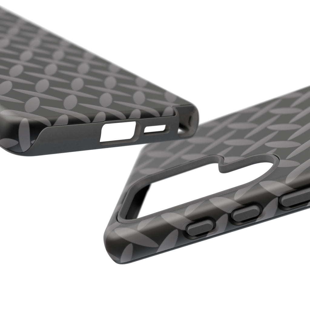 Durable Phone Case Black - Tough Cases with Stylish Diamond Plate Design - Samsung