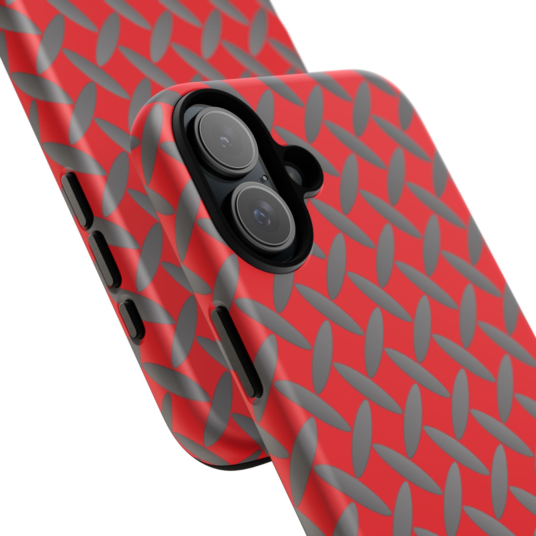 Durable Phone Case Red-iPhones Tough Cases with Stylish Diamond Plate Design