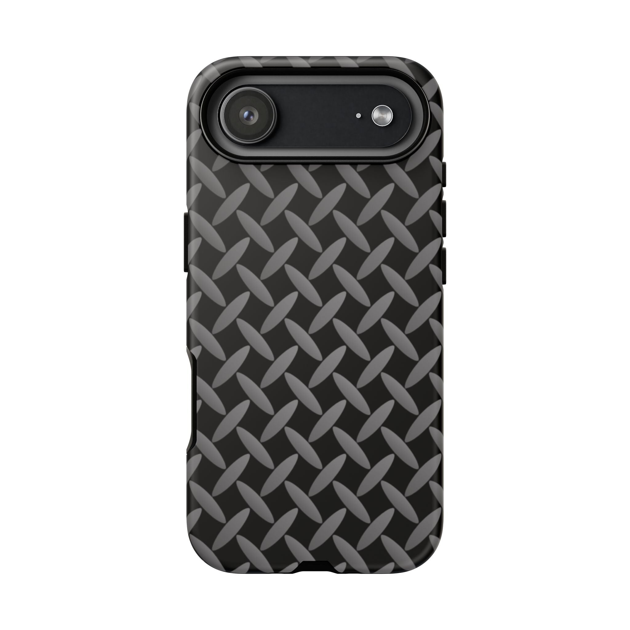 Durable Phone Case Black - Tough Cases with Stylish Diamond Plate Design - iPhones