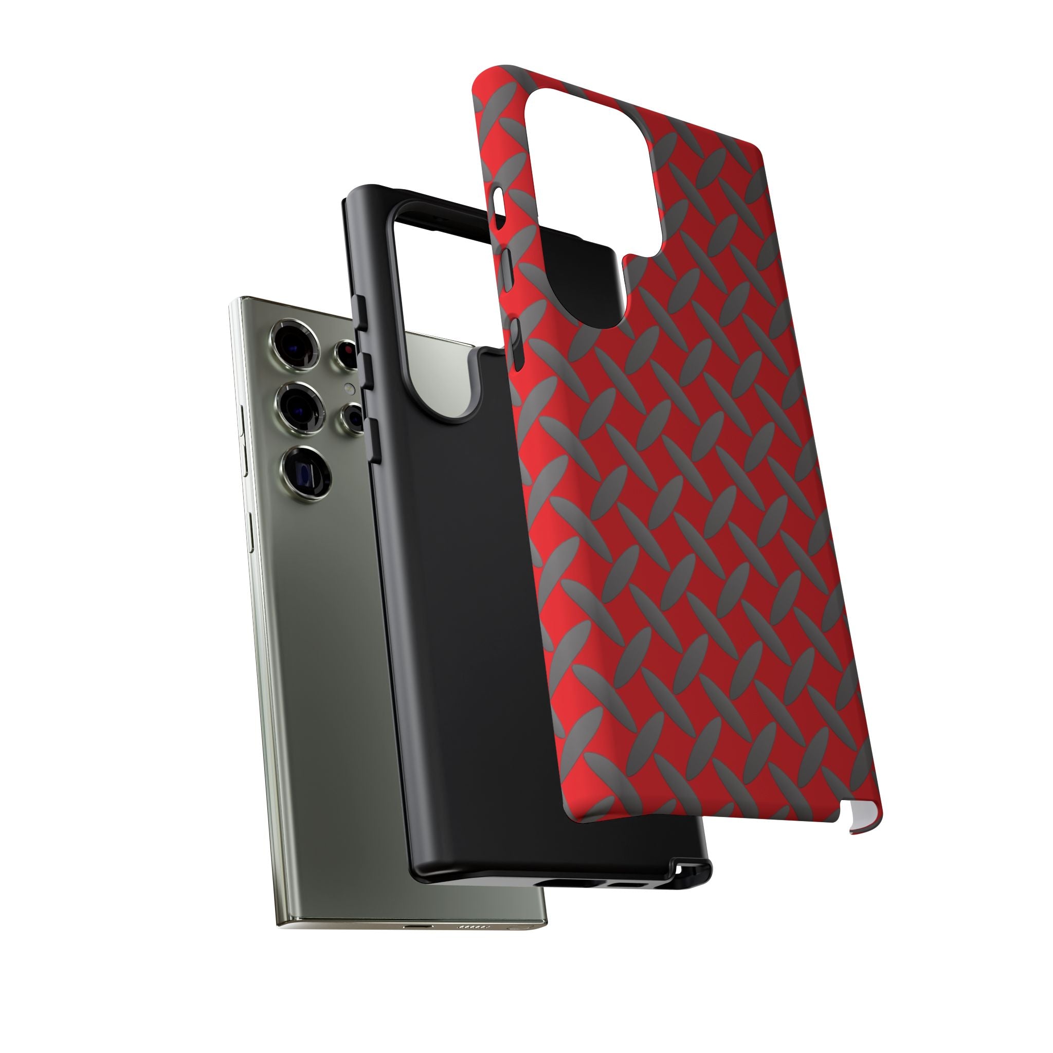 Durable Samsung Phone Case Red - Tough Cases with Stylish Diamond Plate Design