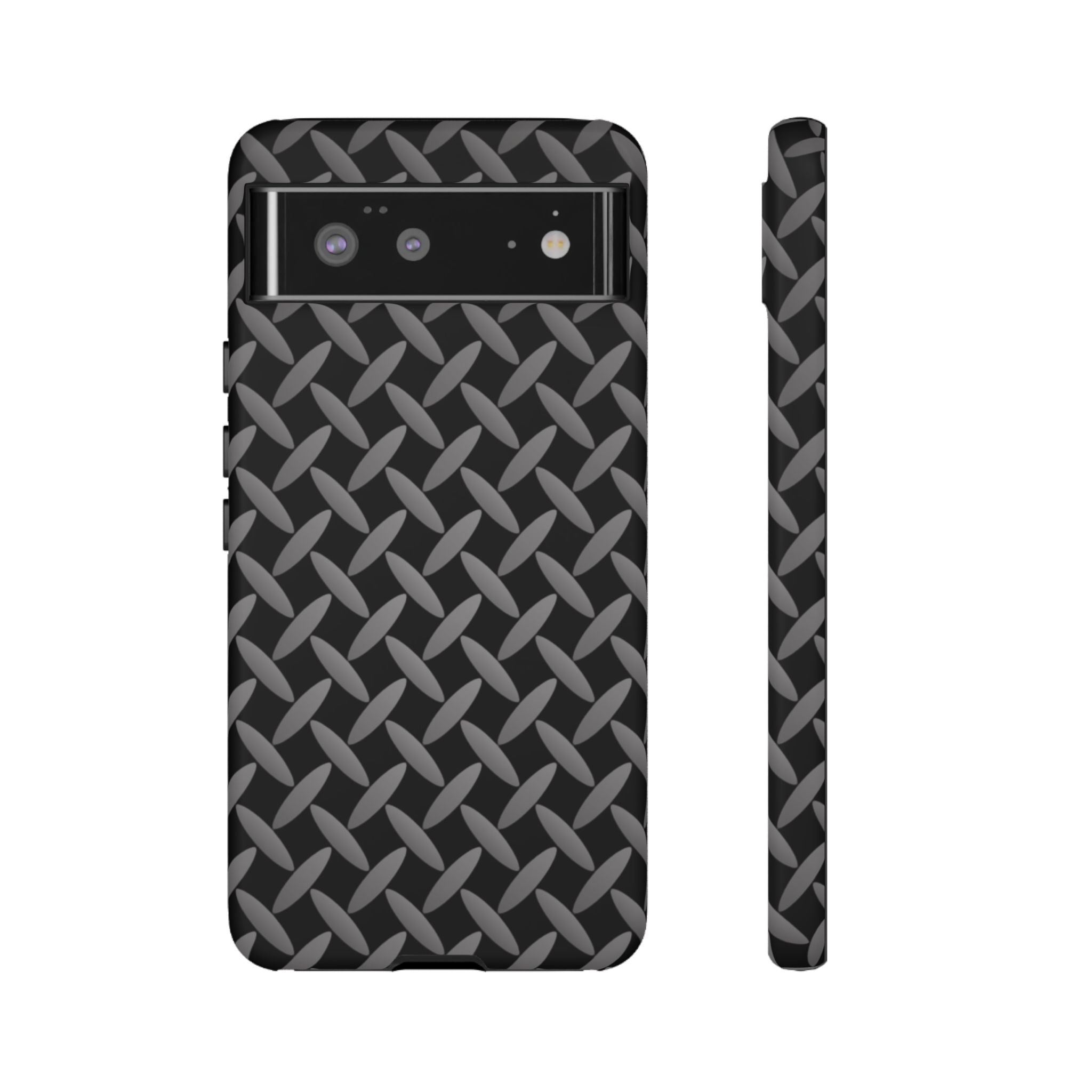 Durable Phone Case Black - Tough Cases with Stylish Diamond Plate Design - Google Phones