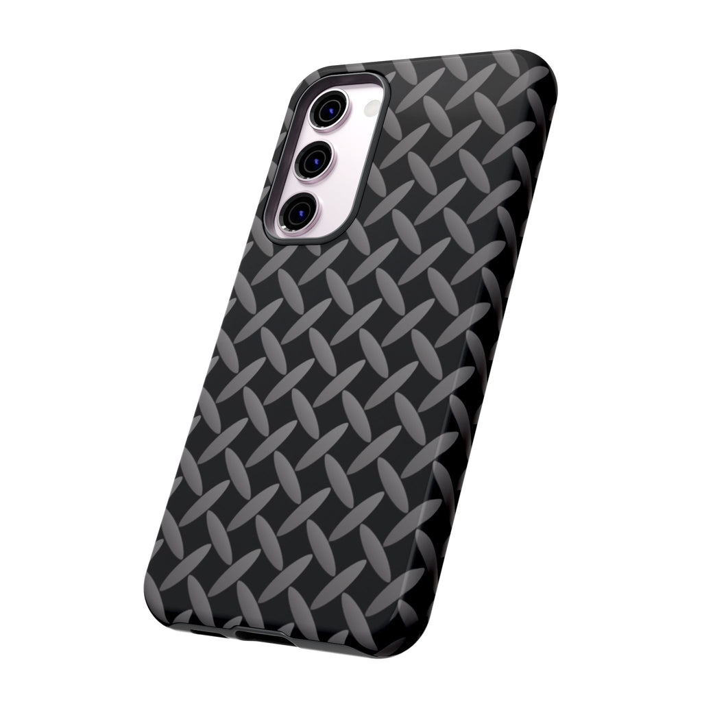 Durable Phone Case Black - Tough Cases with Stylish Diamond Plate Design - Samsung
