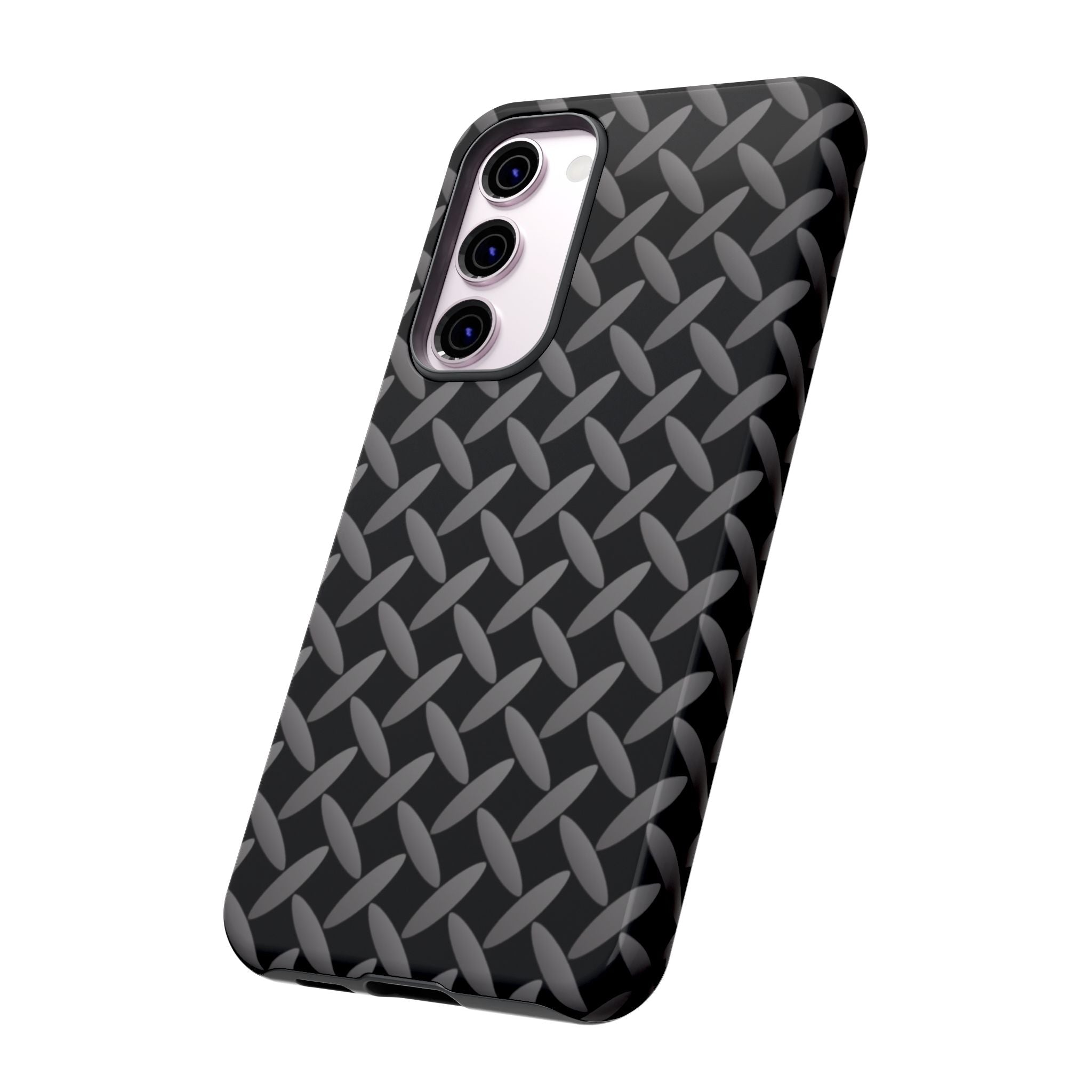 Durable Phone Case Black - Tough Cases with Stylish Diamond Plate Design - Samsung