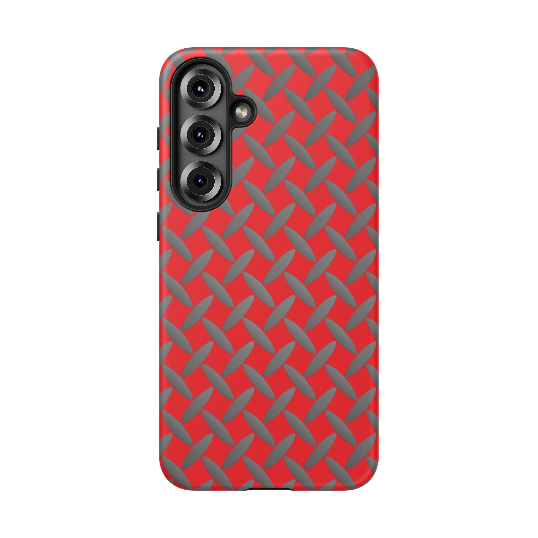 Durable Samsung Phone Case Red - Tough Cases with Stylish Diamond Plate Design