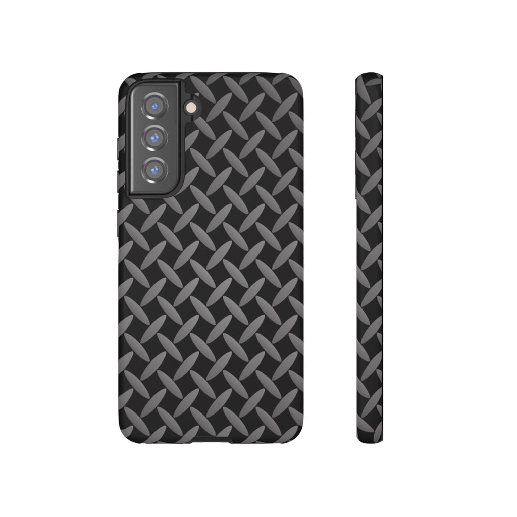 Durable Phone Case Black - Tough Cases with Stylish Diamond Plate Design - Samsung