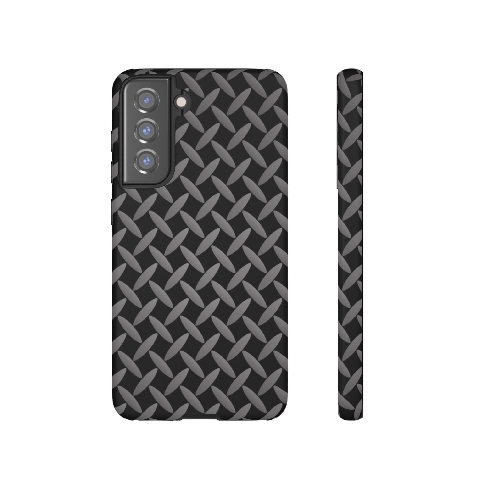 Durable Phone Case Black - Tough Cases with Stylish Diamond Plate Design - Samsung