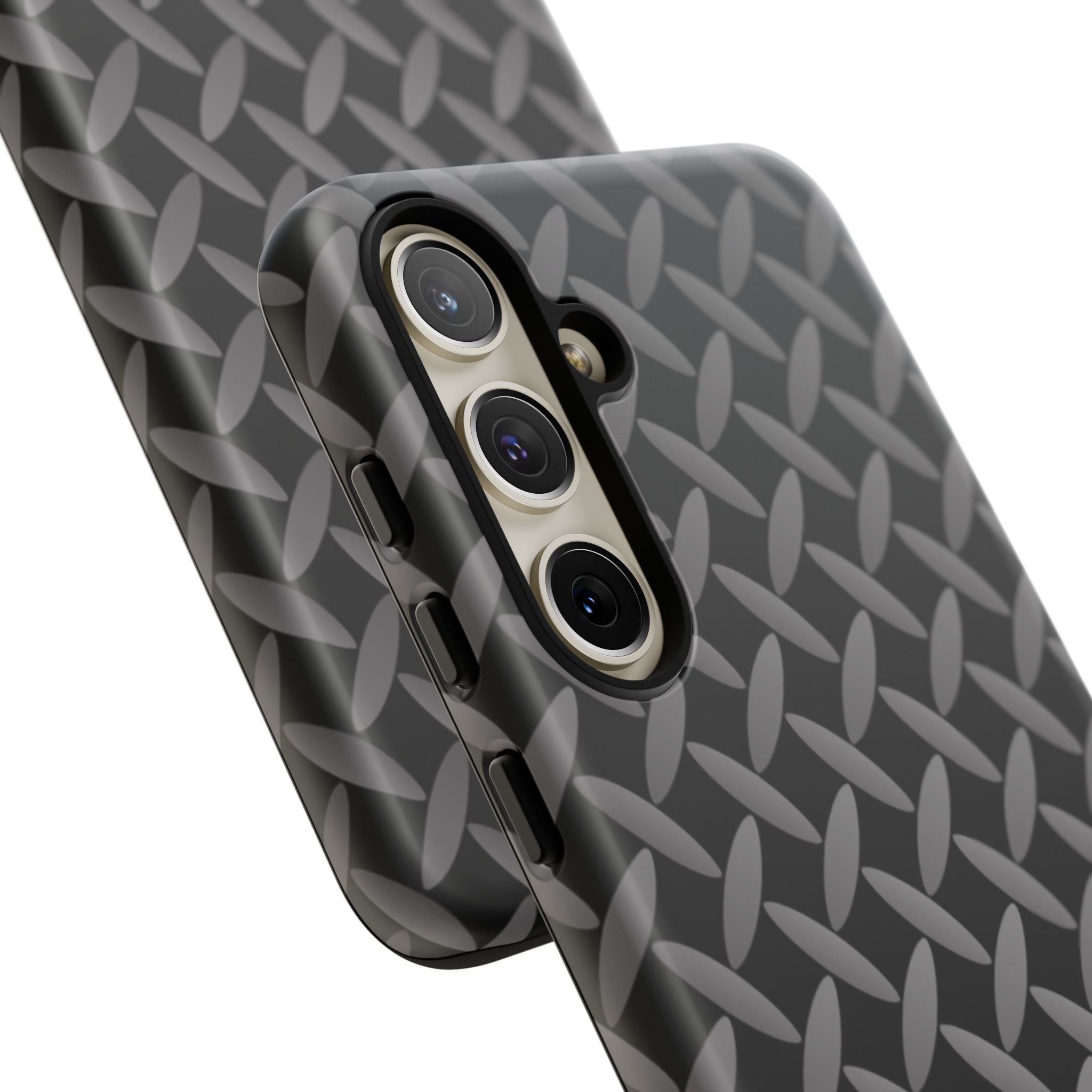 Durable Phone Case Black - Tough Cases with Stylish Diamond Plate Design - Samsung