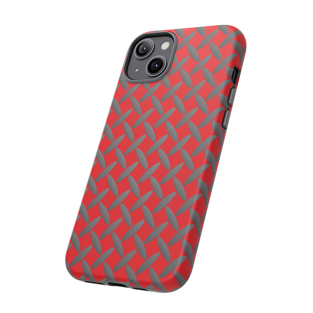 Durable Phone Case Red-iPhones Tough Cases with Stylish Diamond Plate Design