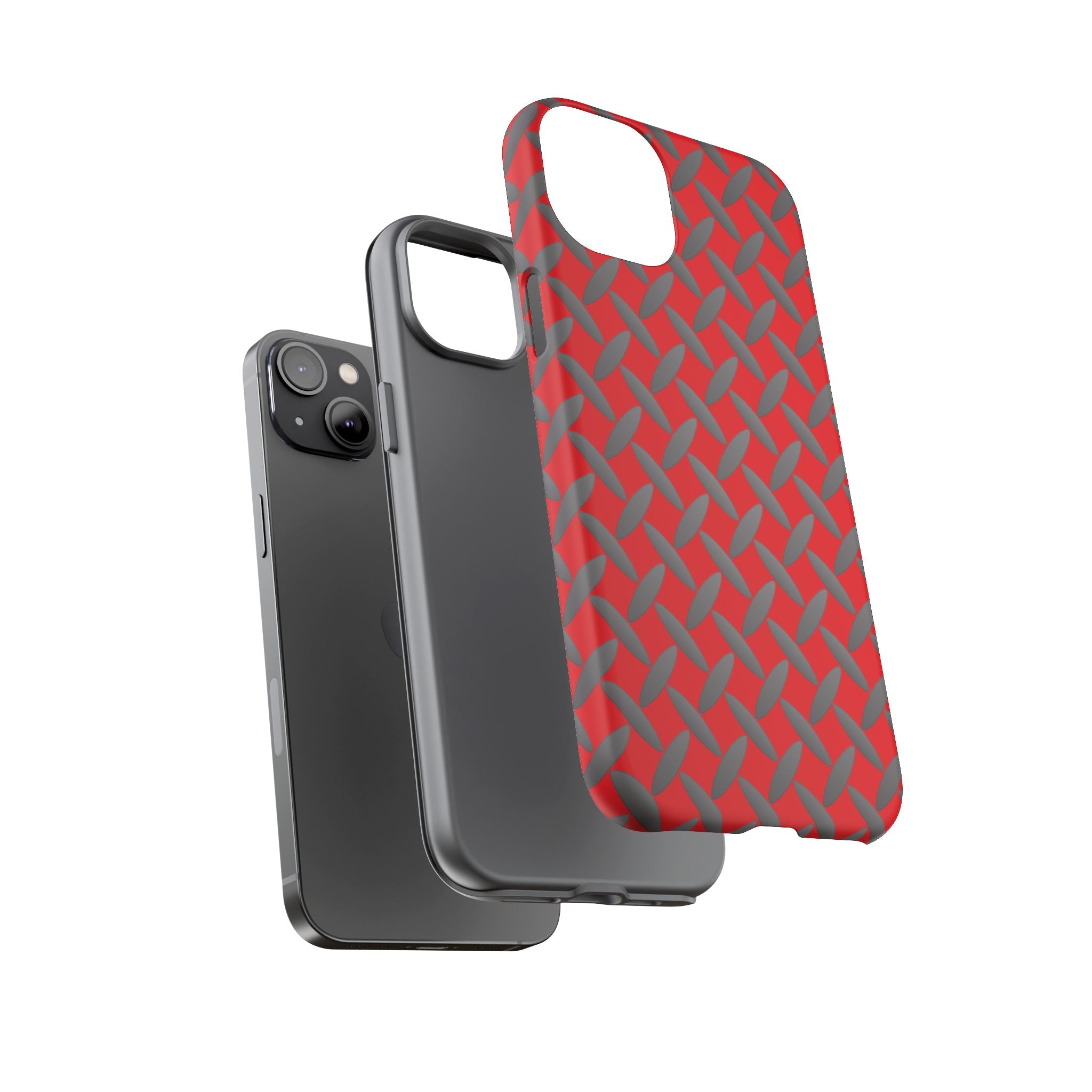 Durable Phone Case Red-iPhones Tough Cases with Stylish Diamond Plate Design