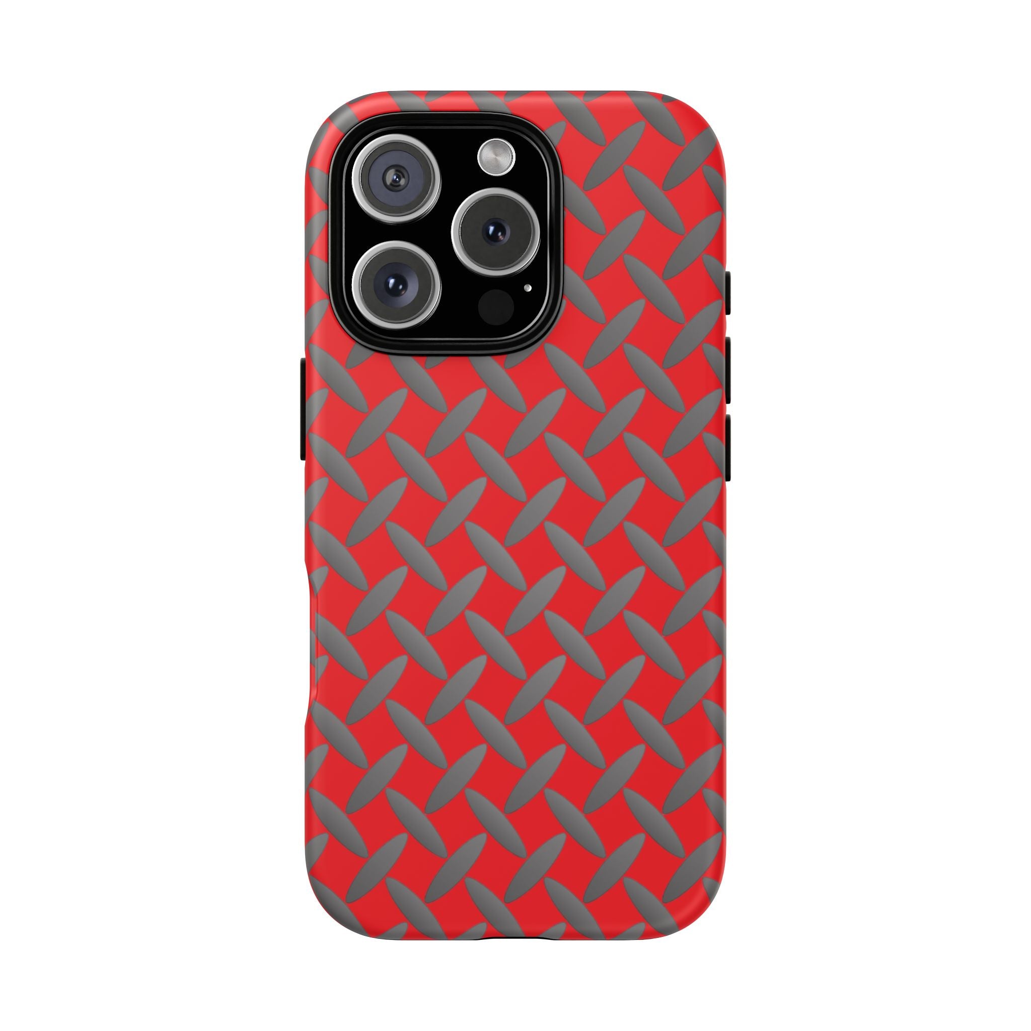 Durable Phone Case Red-iPhones Tough Cases with Stylish Diamond Plate Design