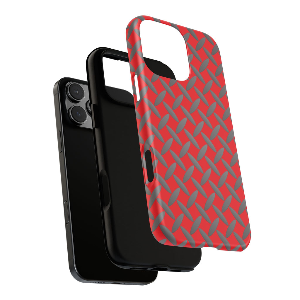 Durable Phone Case Red-iPhones Tough Cases with Stylish Diamond Plate Design