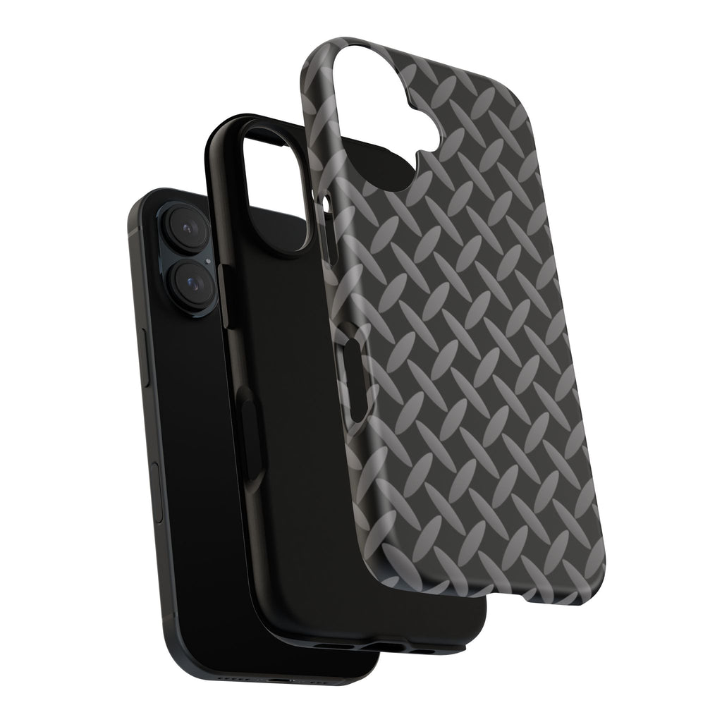 Durable Phone Case Black - Tough Cases with Stylish Diamond Plate Design - iPhones
