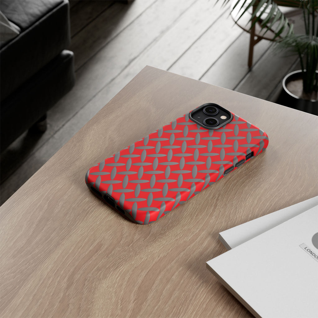 Durable Phone Case Red-iPhones Tough Cases with Stylish Diamond Plate Design
