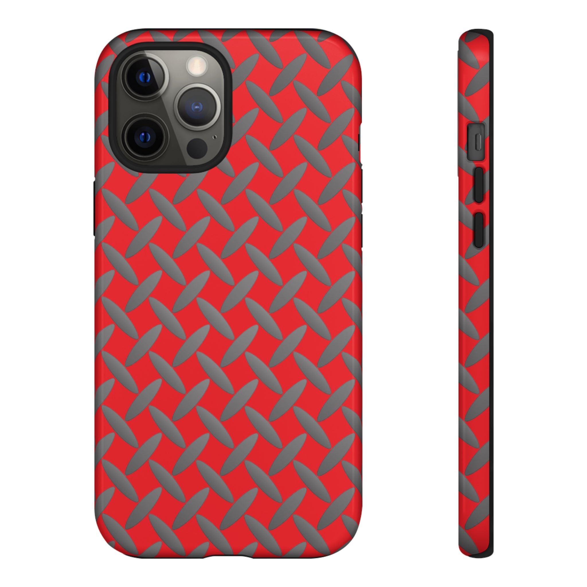 Durable Phone Case Red-iPhones Tough Cases with Stylish Diamond Plate Design