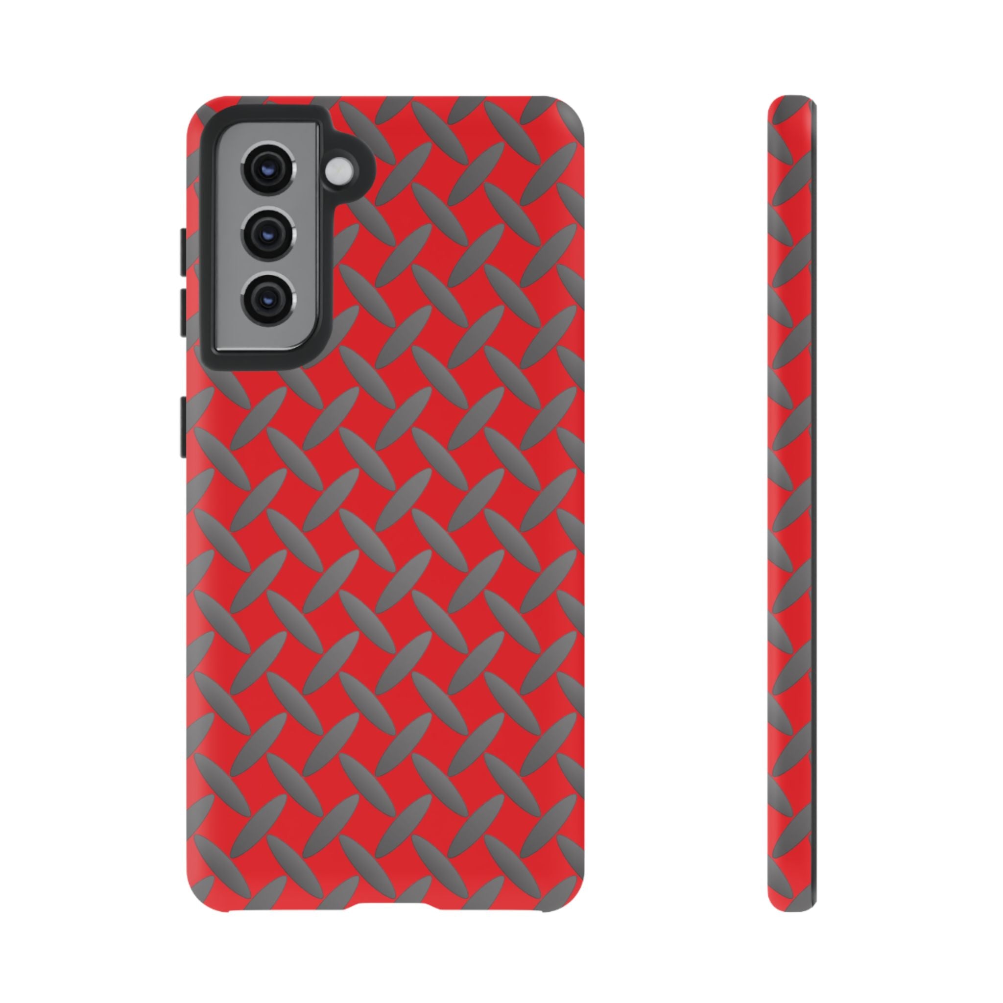 Durable Samsung Phone Case Red - Tough Cases with Stylish Diamond Plate Design