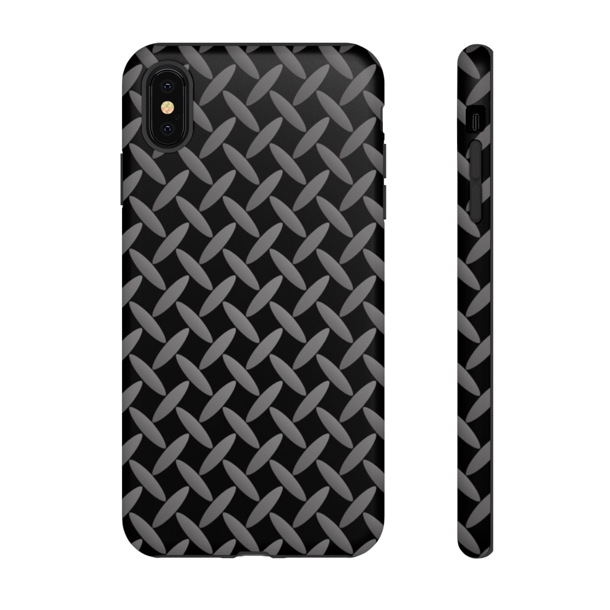Durable Phone Case Black - Tough Cases with Stylish Diamond Plate Design - iPhones