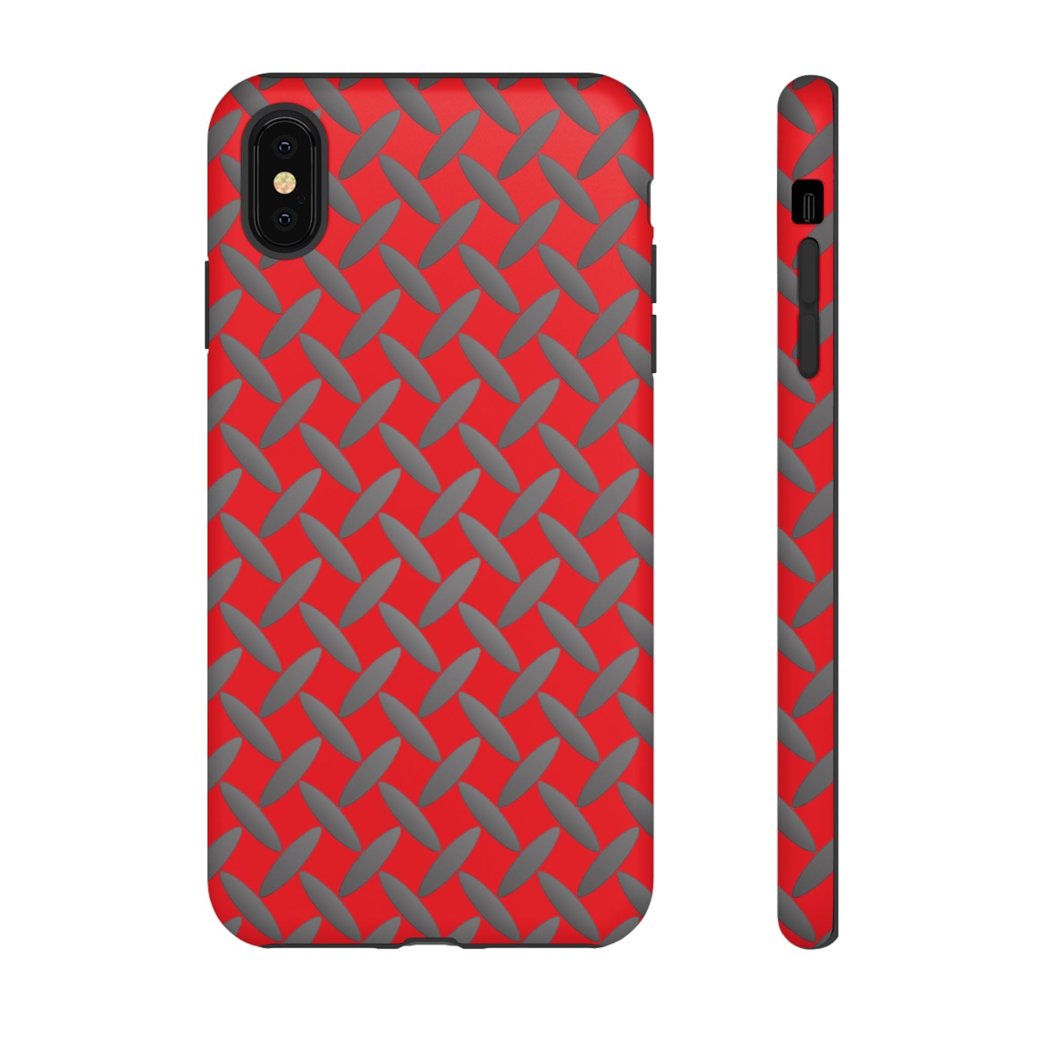 Durable Phone Case Red-iPhones Tough Cases with Stylish Diamond Plate Design