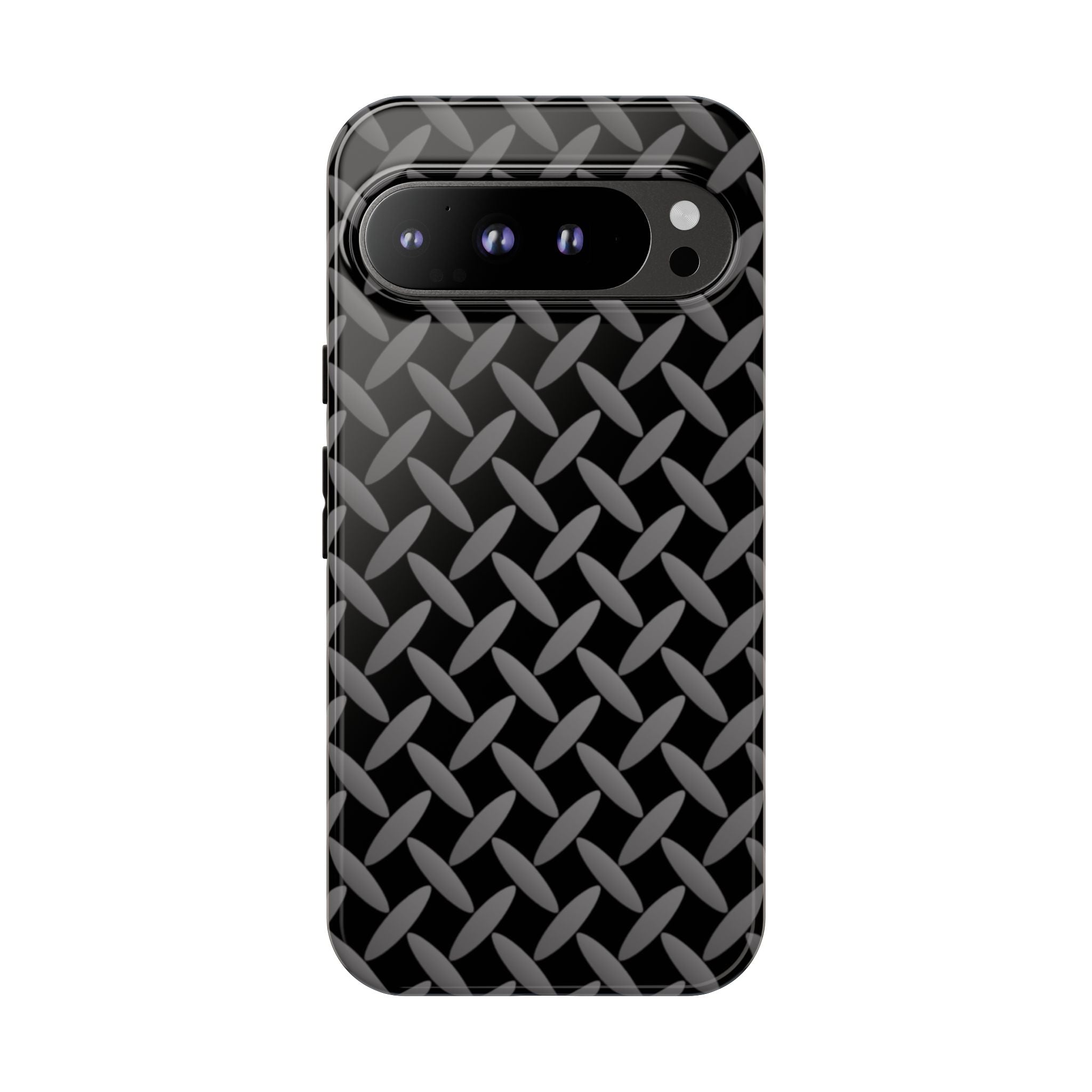 Durable Phone Case Black - Tough Cases with Stylish Diamond Plate Design - Google Phones