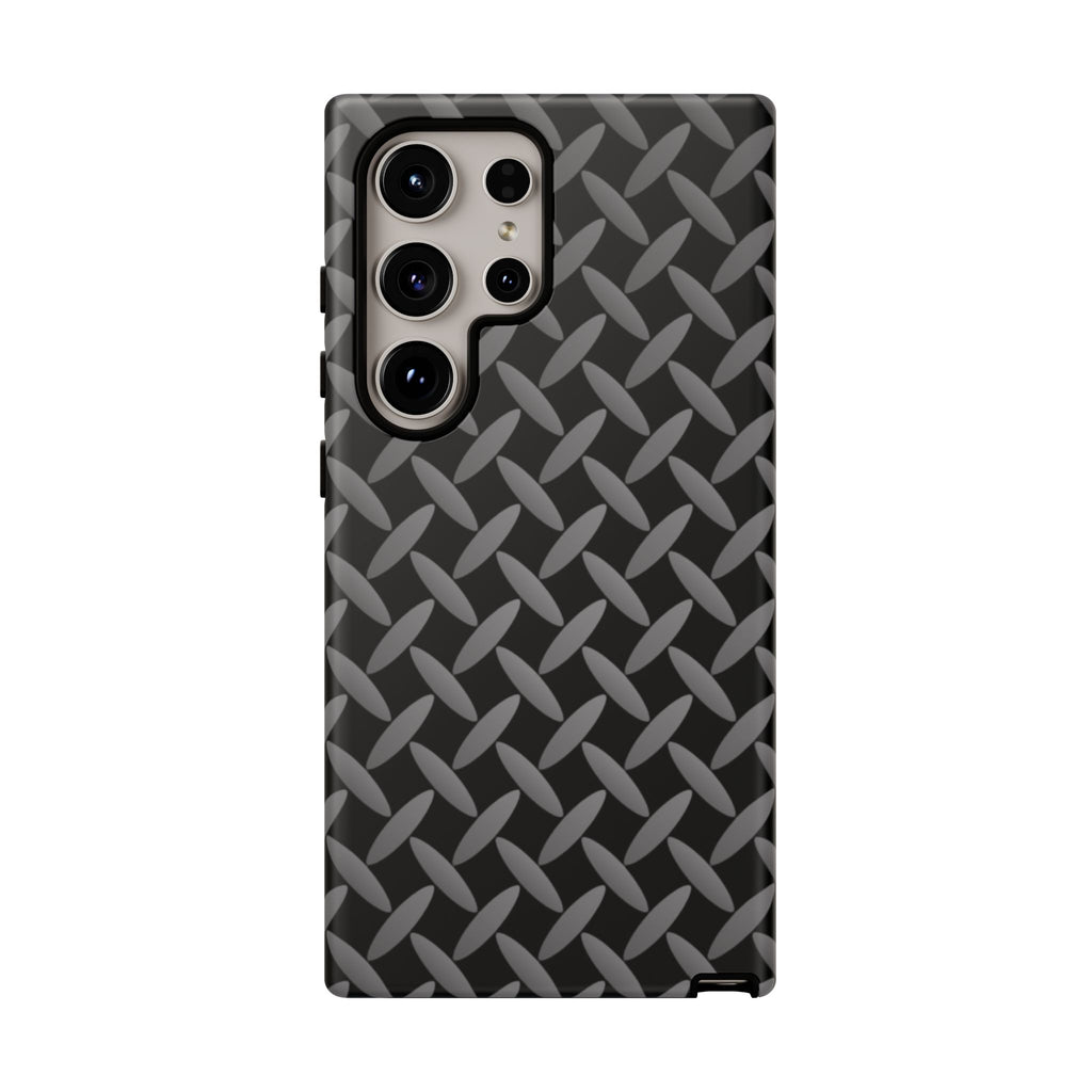 Durable Phone Case Black - Tough Cases with Stylish Diamond Plate Design - Samsung