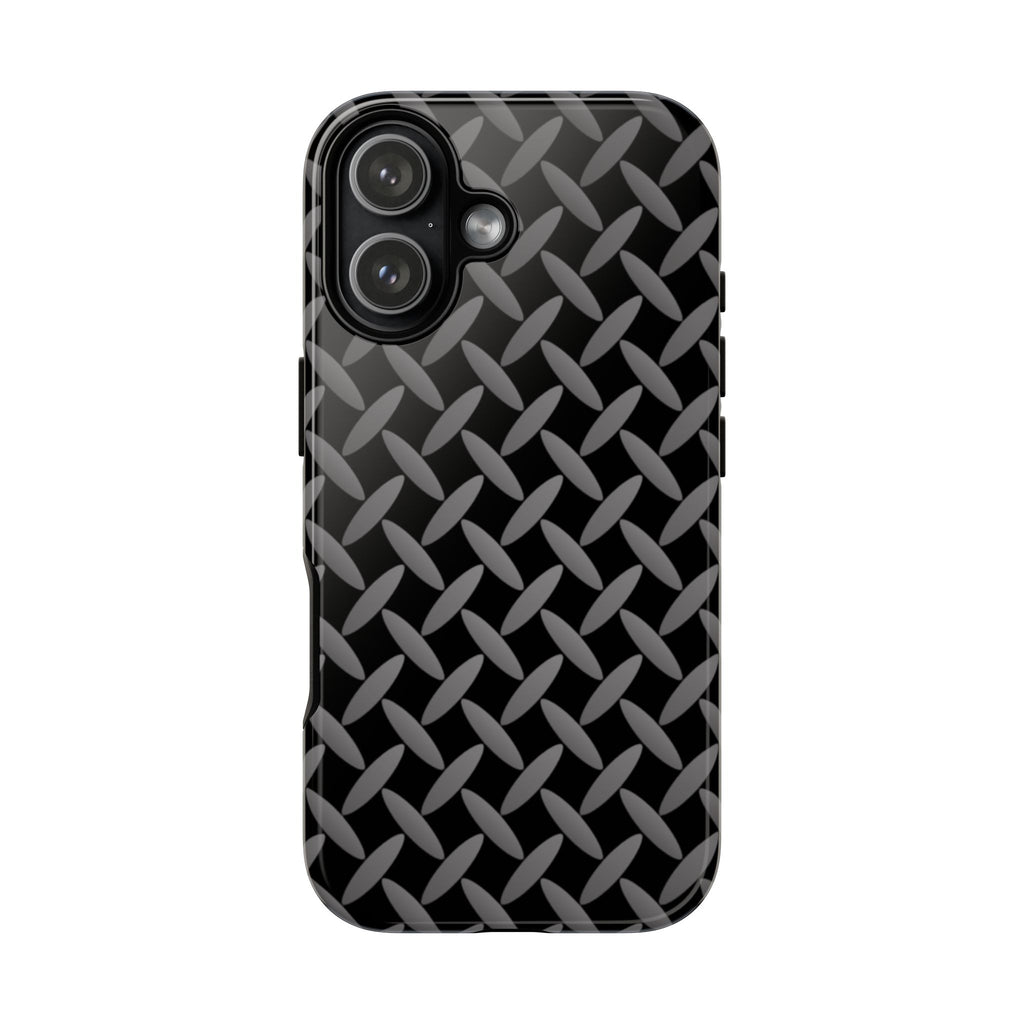 Durable Phone Case Black - Tough Cases with Stylish Diamond Plate Design - iPhones