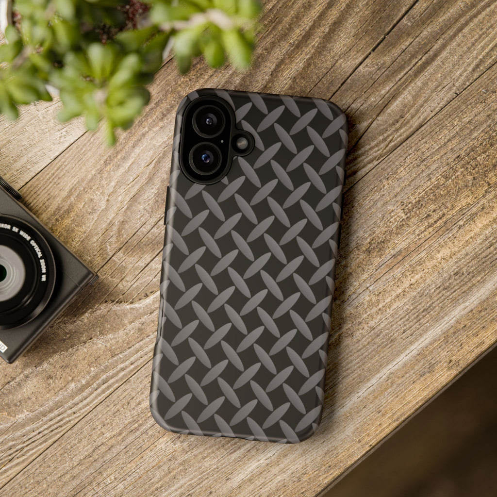 Durable Phone Case Black - Tough Cases with Stylish Diamond Plate Design - iPhones