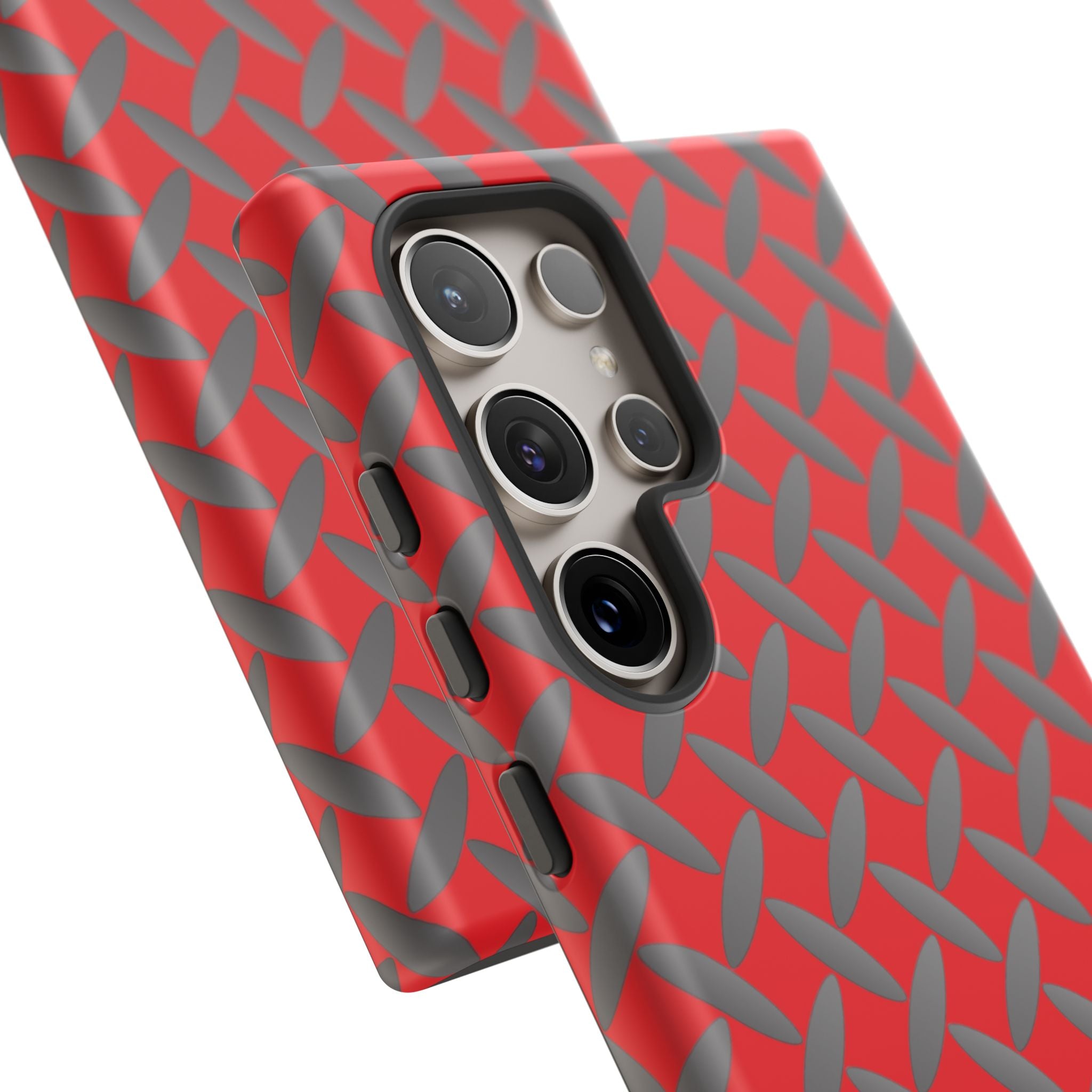 Durable Samsung Phone Case Red - Tough Cases with Stylish Diamond Plate Design