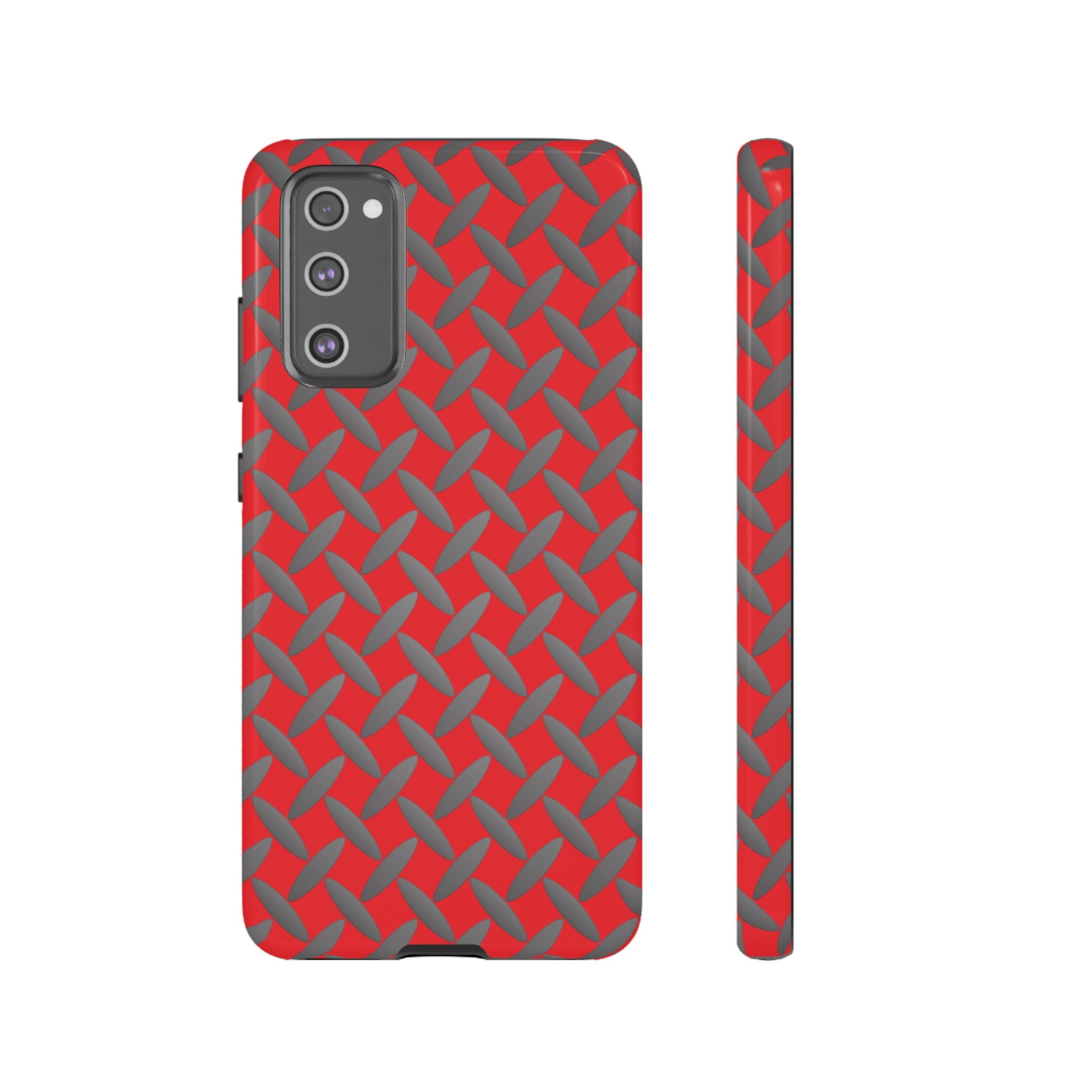 Durable Samsung Phone Case Red - Tough Cases with Stylish Diamond Plate Design