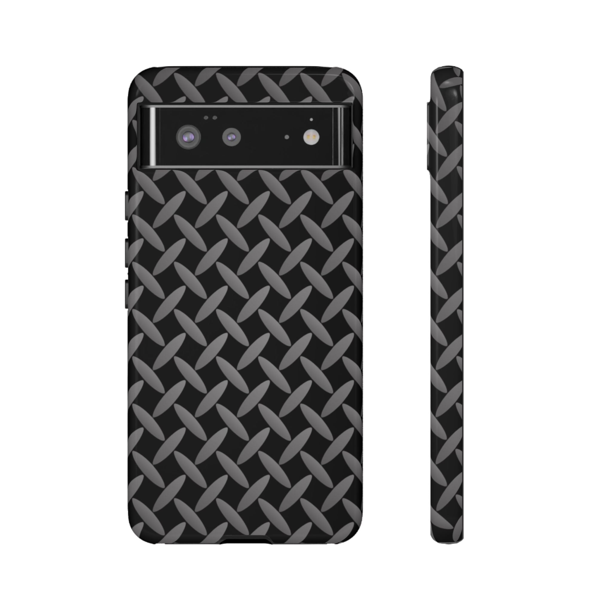 Durable Phone Case Black - Tough Cases with Stylish Diamond Plate Design - Google Phones