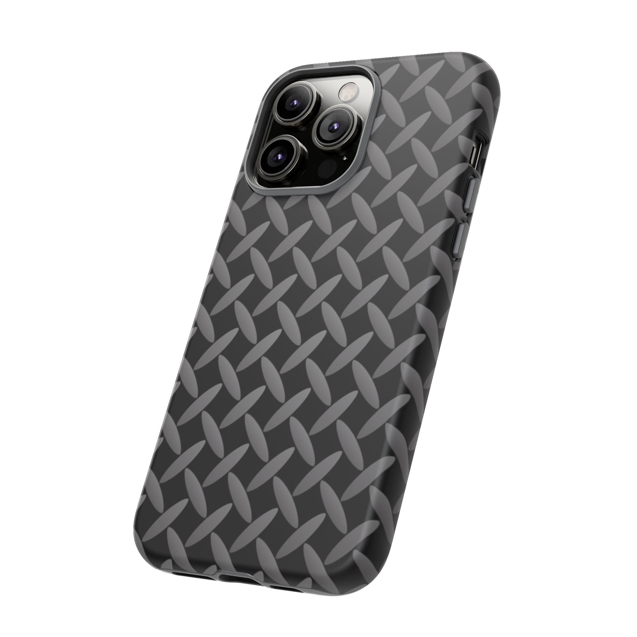 Durable Phone Case Black - Tough Cases with Stylish Diamond Plate Design - iPhones