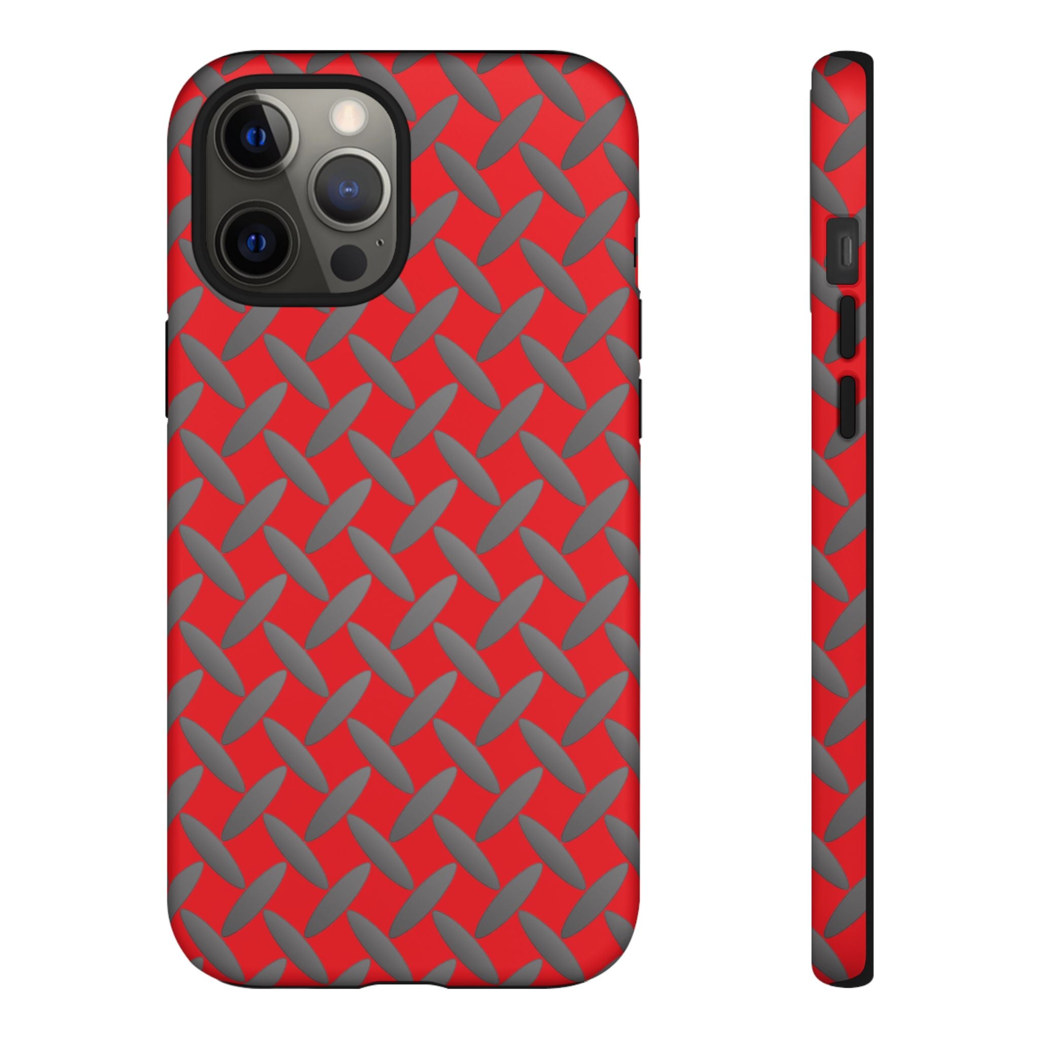 Durable Phone Case Red-iPhones Tough Cases with Stylish Diamond Plate Design