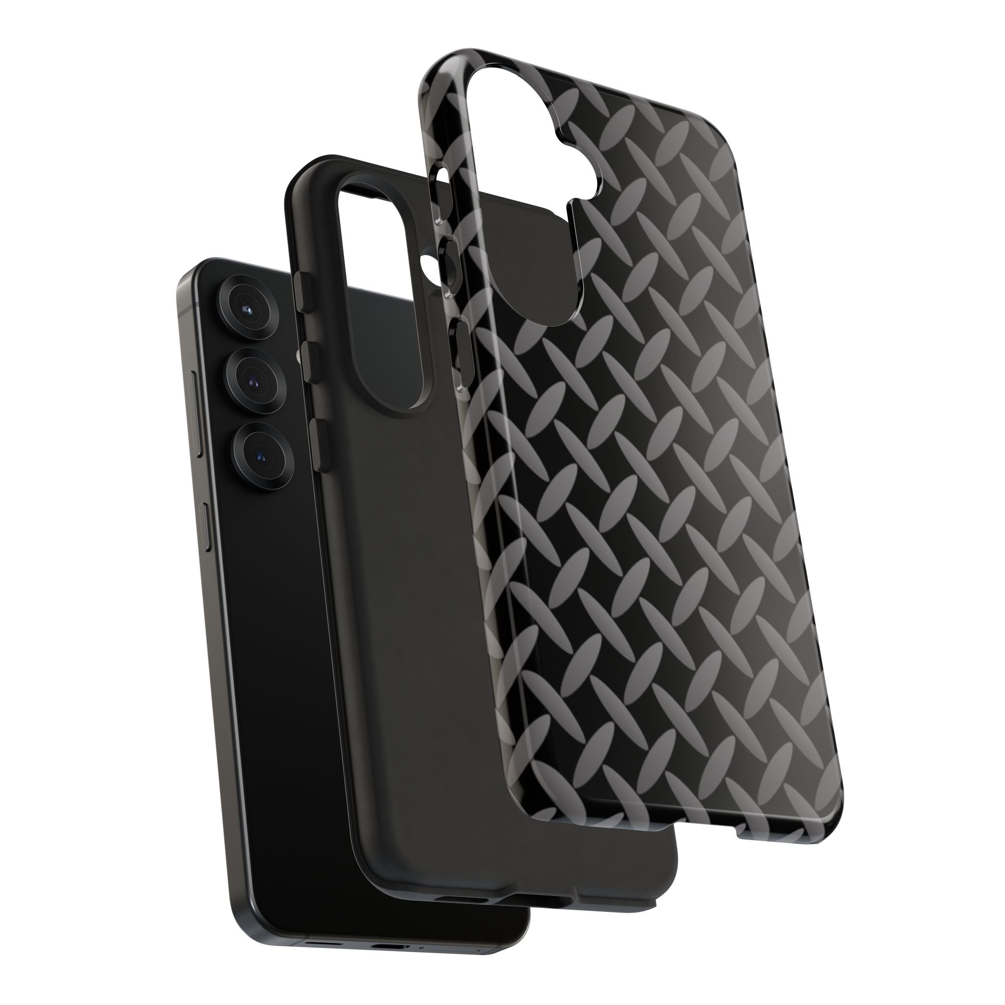 Durable Phone Case Black - Tough Cases with Stylish Diamond Plate Design - Samsung