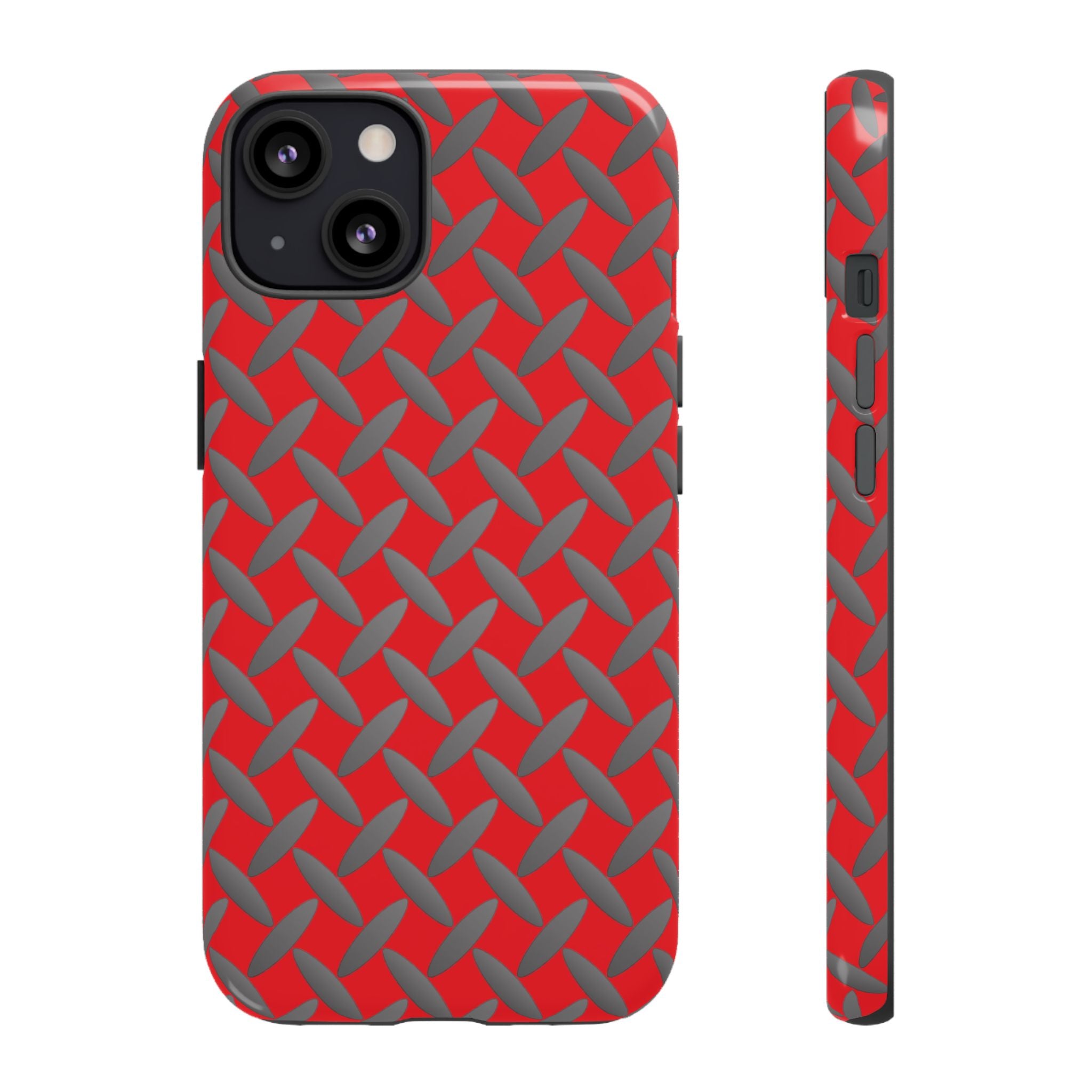 Durable Phone Case Red-iPhones Tough Cases with Stylish Diamond Plate Design