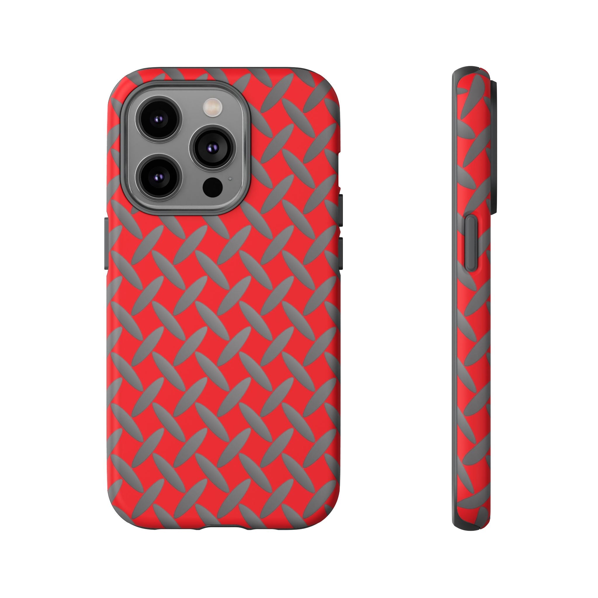 Durable Phone Case Red-iPhones Tough Cases with Stylish Diamond Plate Design
