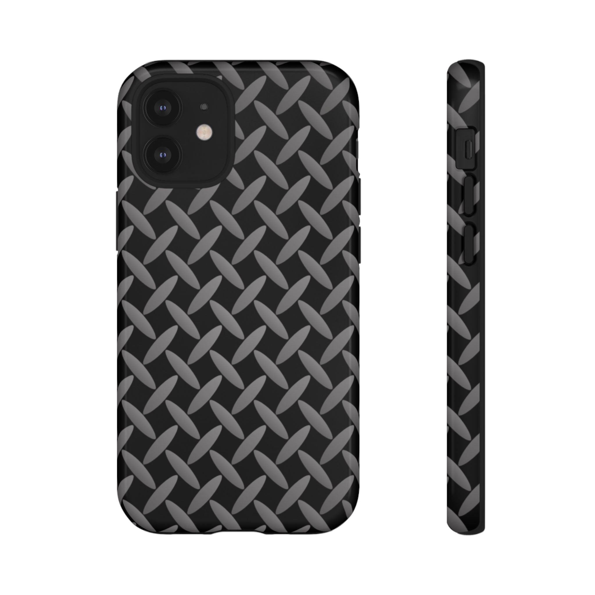 Durable Phone Case Black - Tough Cases with Stylish Diamond Plate Design - iPhones