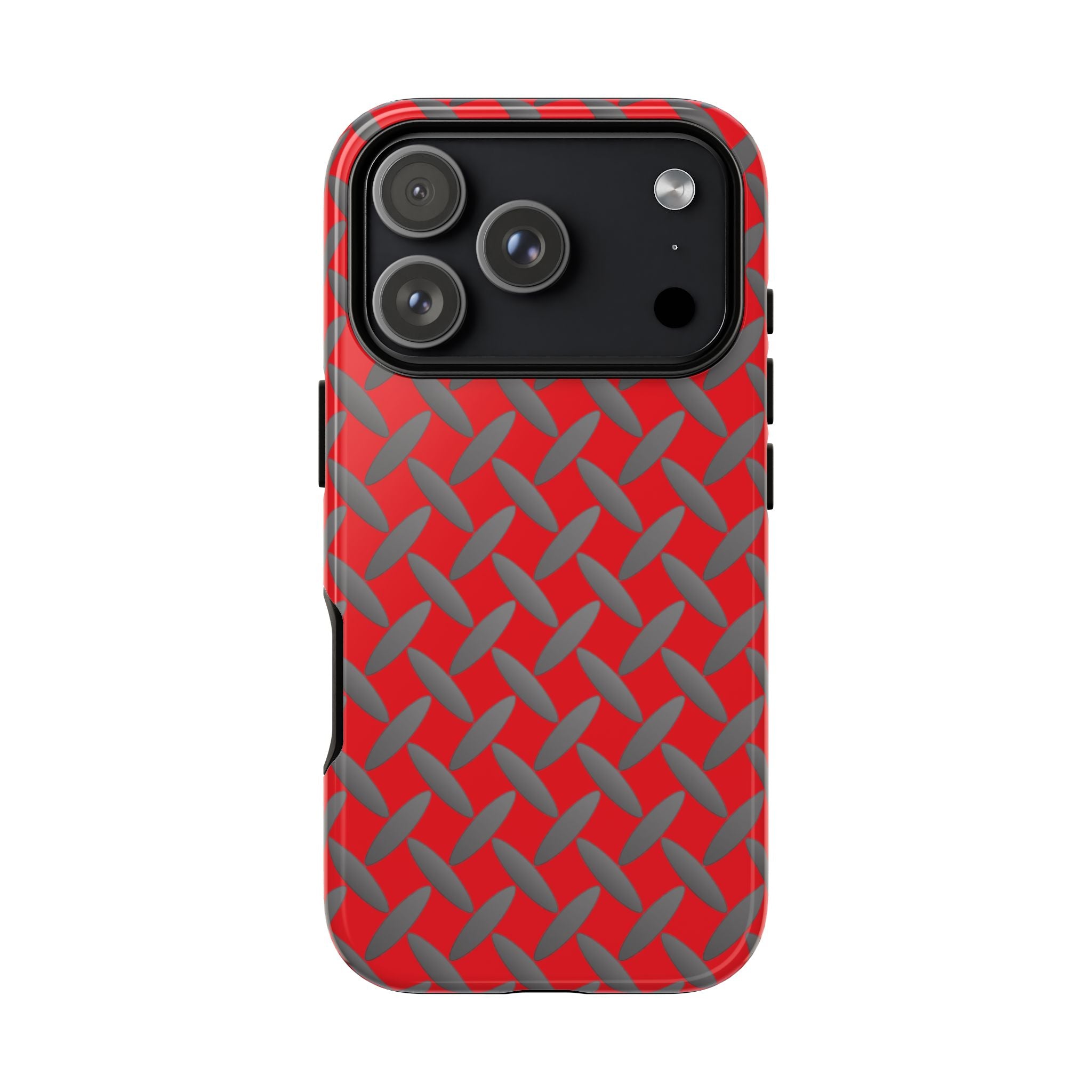 Durable Phone Case Red-iPhones Tough Cases with Stylish Diamond Plate Design