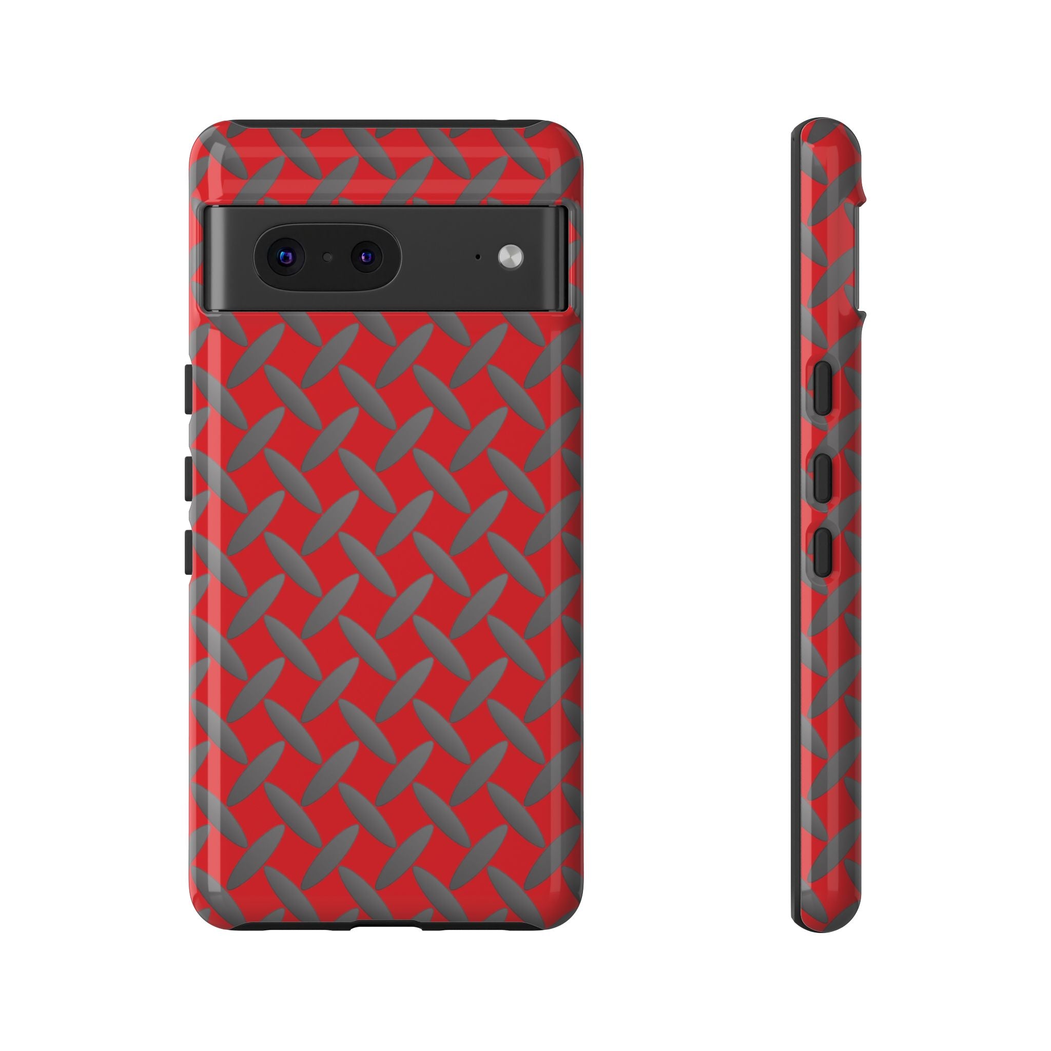 Durable Google Phones Phone Case Red - Tough Cases with Stylish Diamond Plate Design