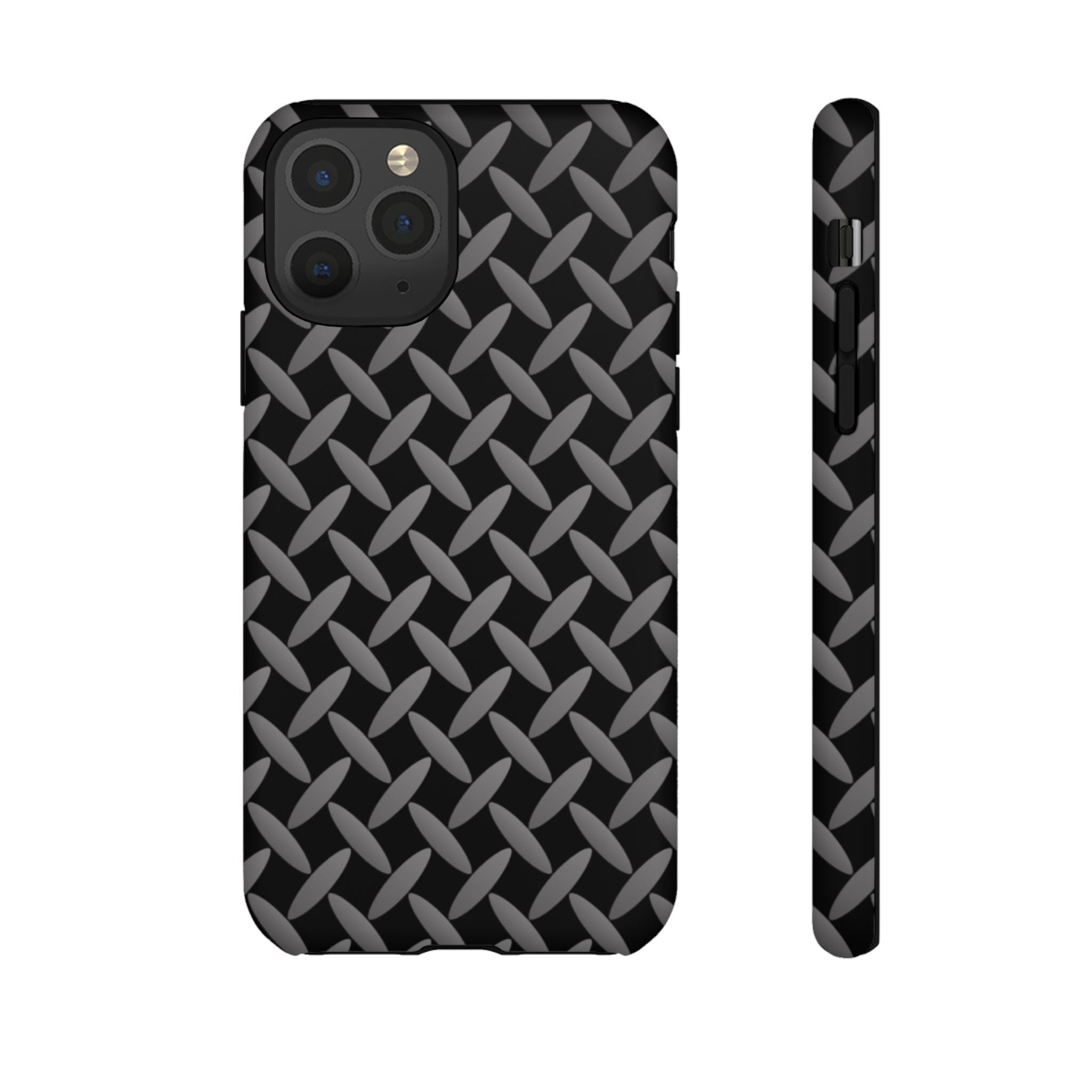 Durable Phone Case Black - Tough Cases with Stylish Diamond Plate Design - iPhones