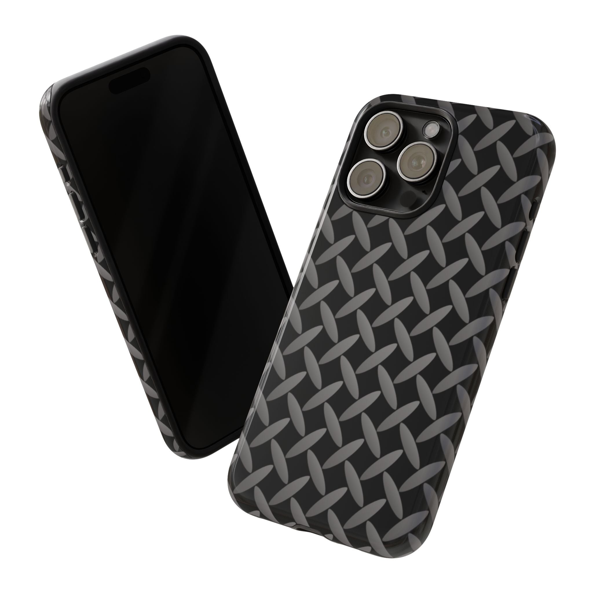 Durable Phone Case Black - Tough Cases with Stylish Diamond Plate Design - iPhones