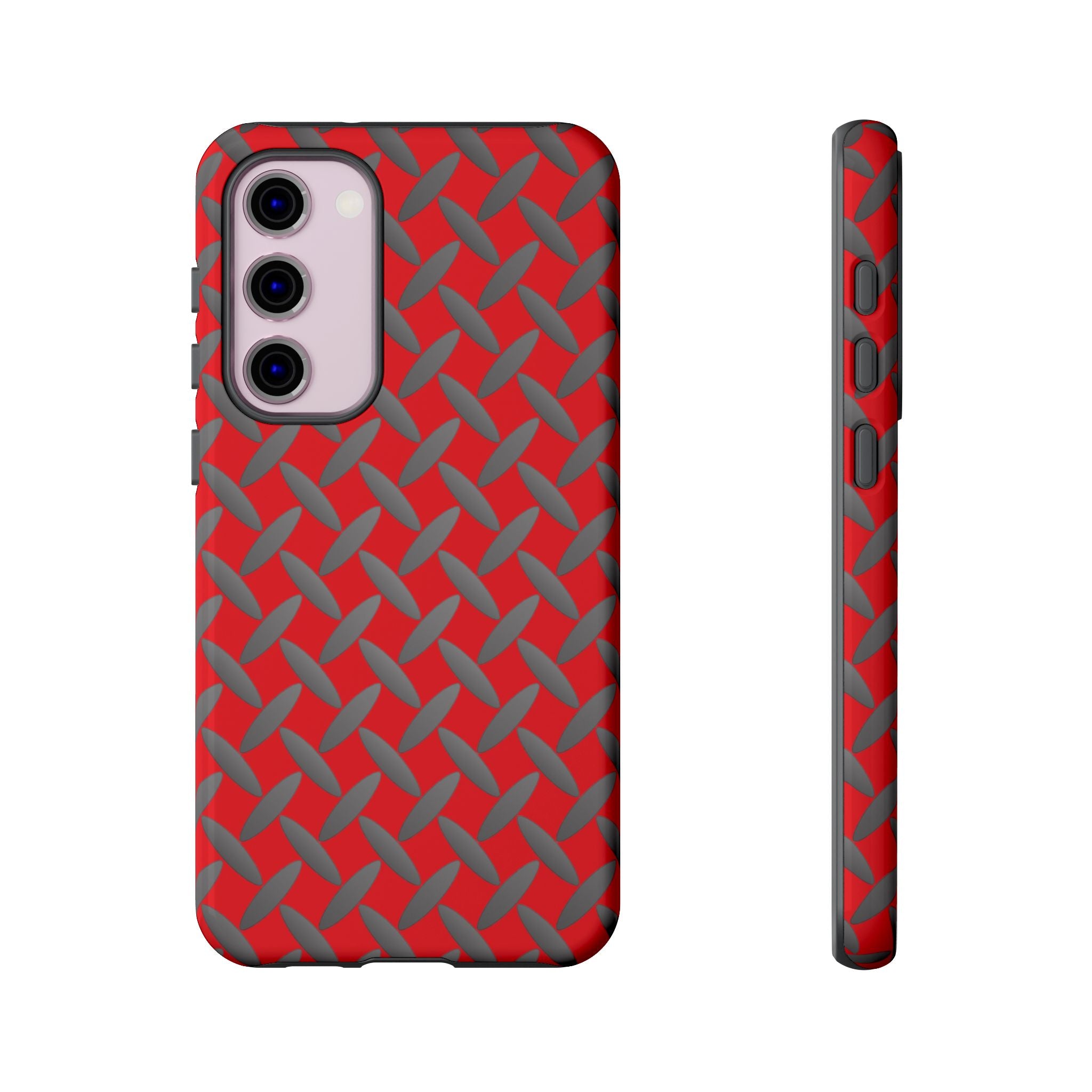 Durable Samsung Phone Case Red - Tough Cases with Stylish Diamond Plate Design
