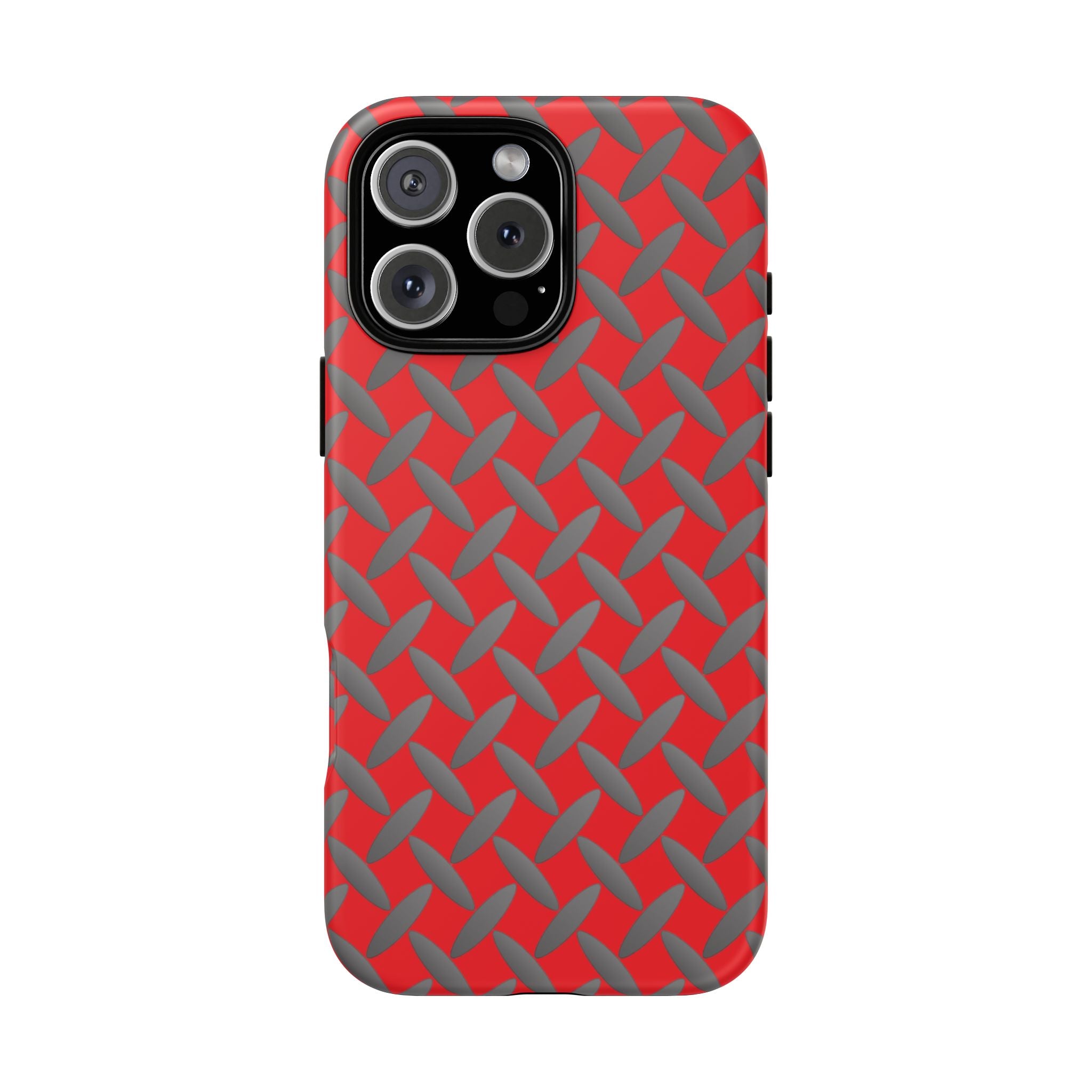 Durable Phone Case Red-iPhones Tough Cases with Stylish Diamond Plate Design