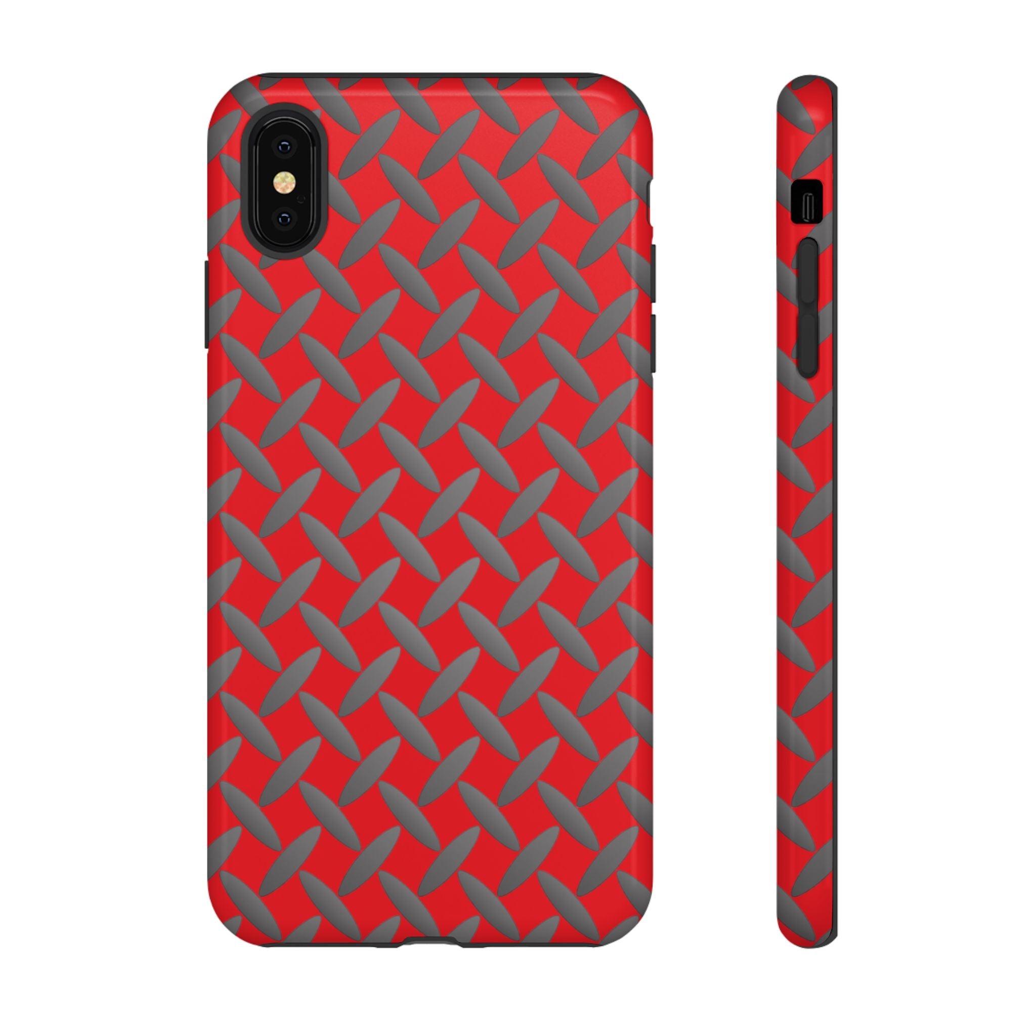 Durable Phone Case Red-iPhones Tough Cases with Stylish Diamond Plate Design