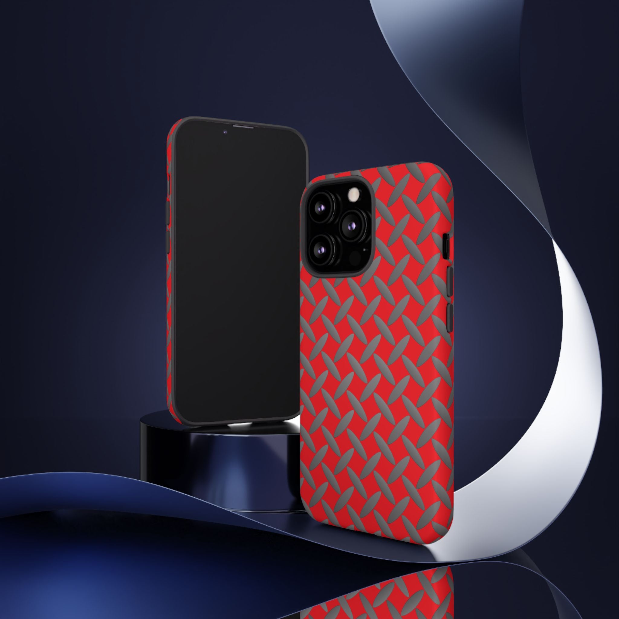 Durable Phone Case Red-iPhones Tough Cases with Stylish Diamond Plate Design