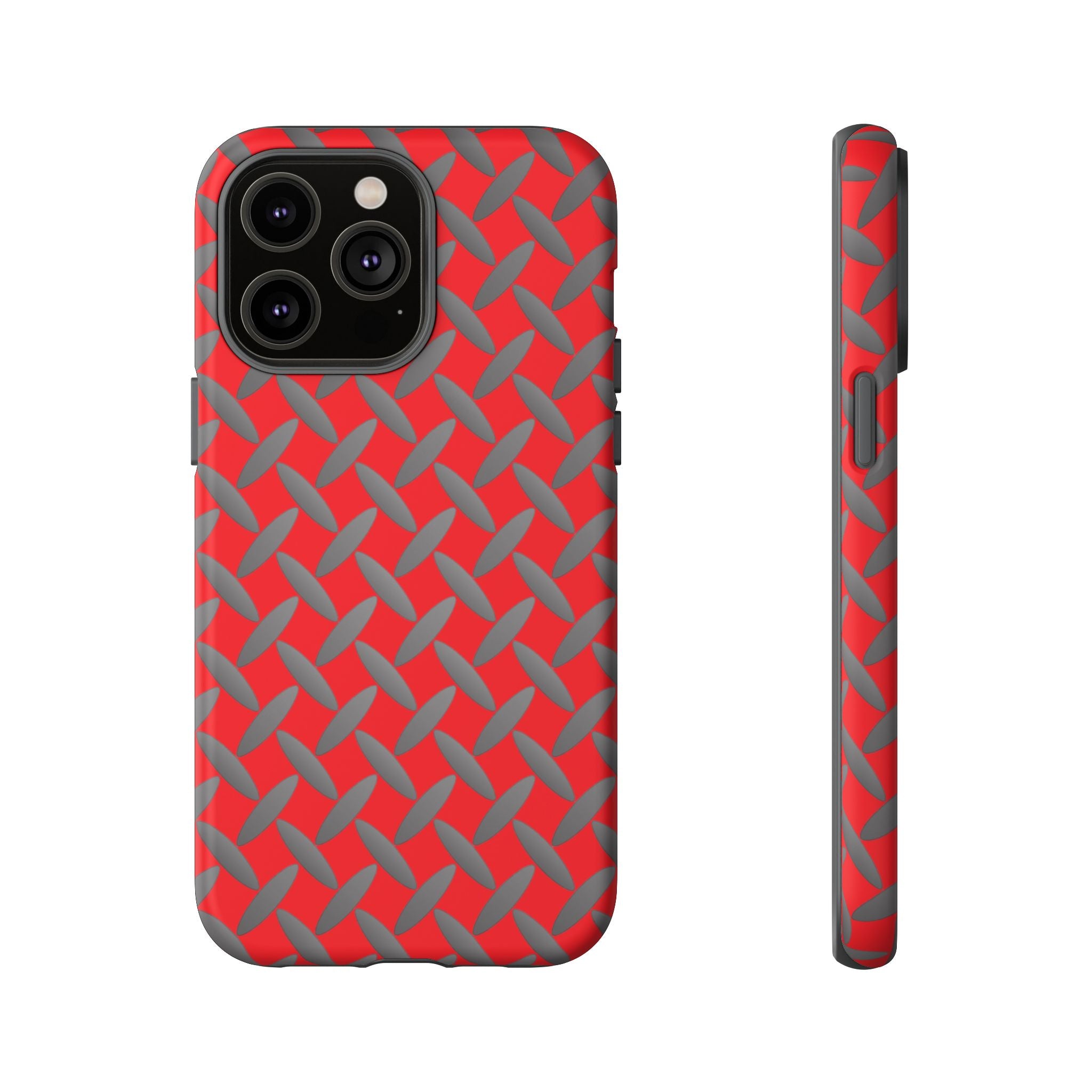 Durable Phone Case Red-iPhones Tough Cases with Stylish Diamond Plate Design