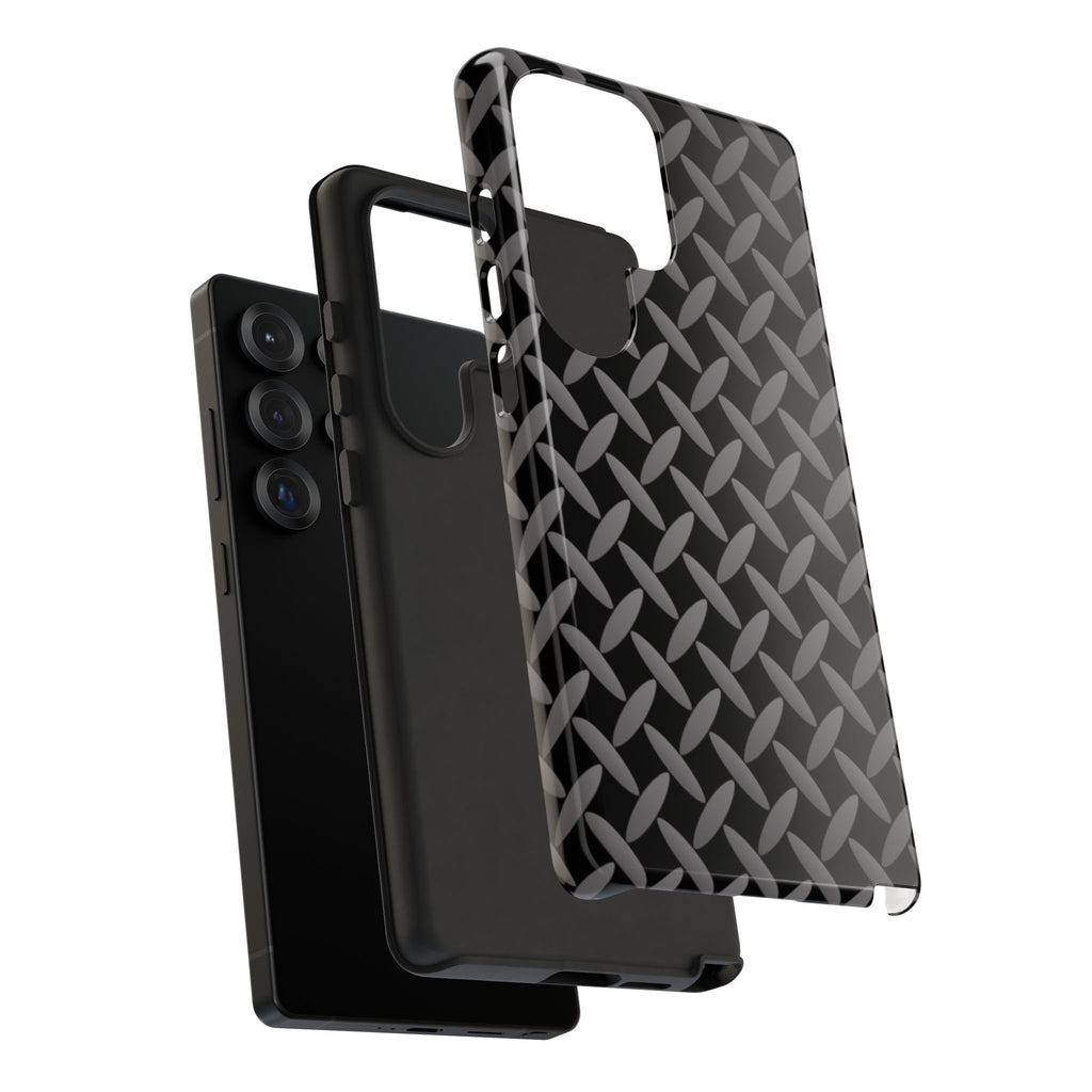 Durable Phone Case Black - Tough Cases with Stylish Diamond Plate Design - Samsung