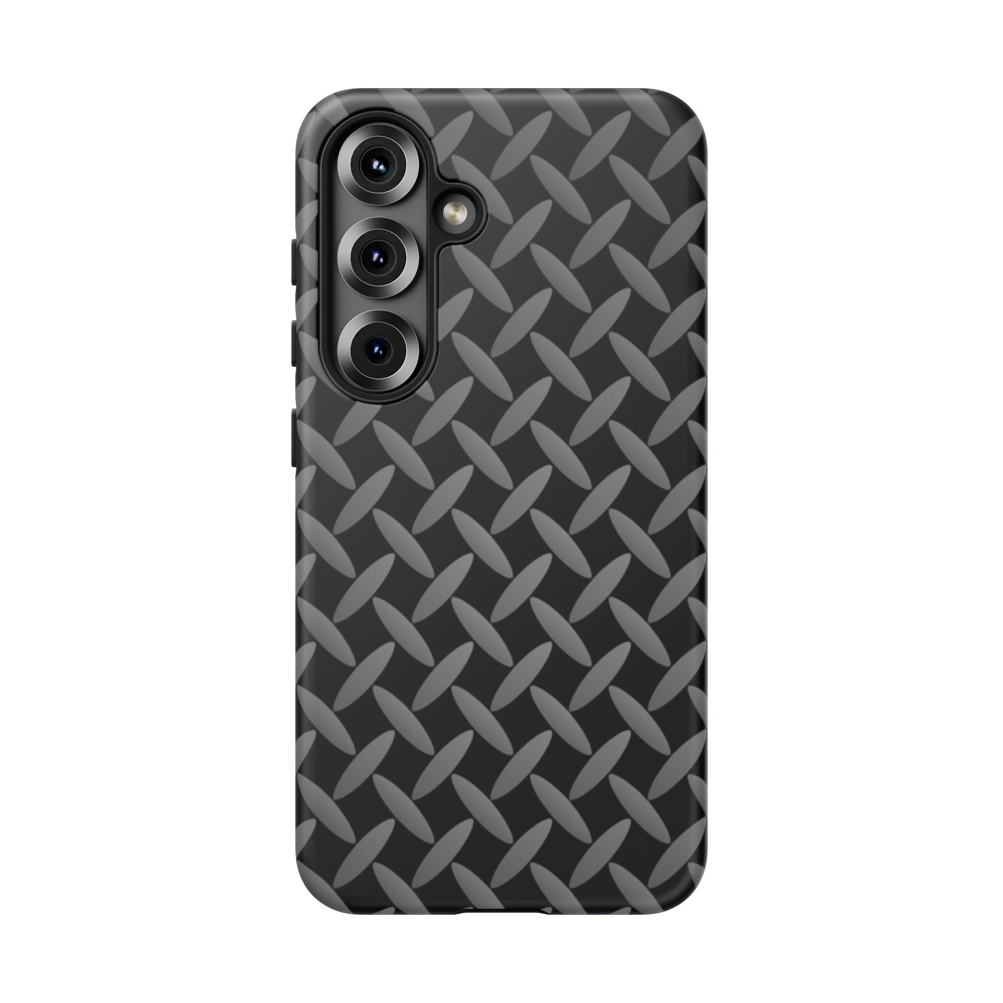 Durable Phone Case Black - Tough Cases with Stylish Diamond Plate Design - Samsung