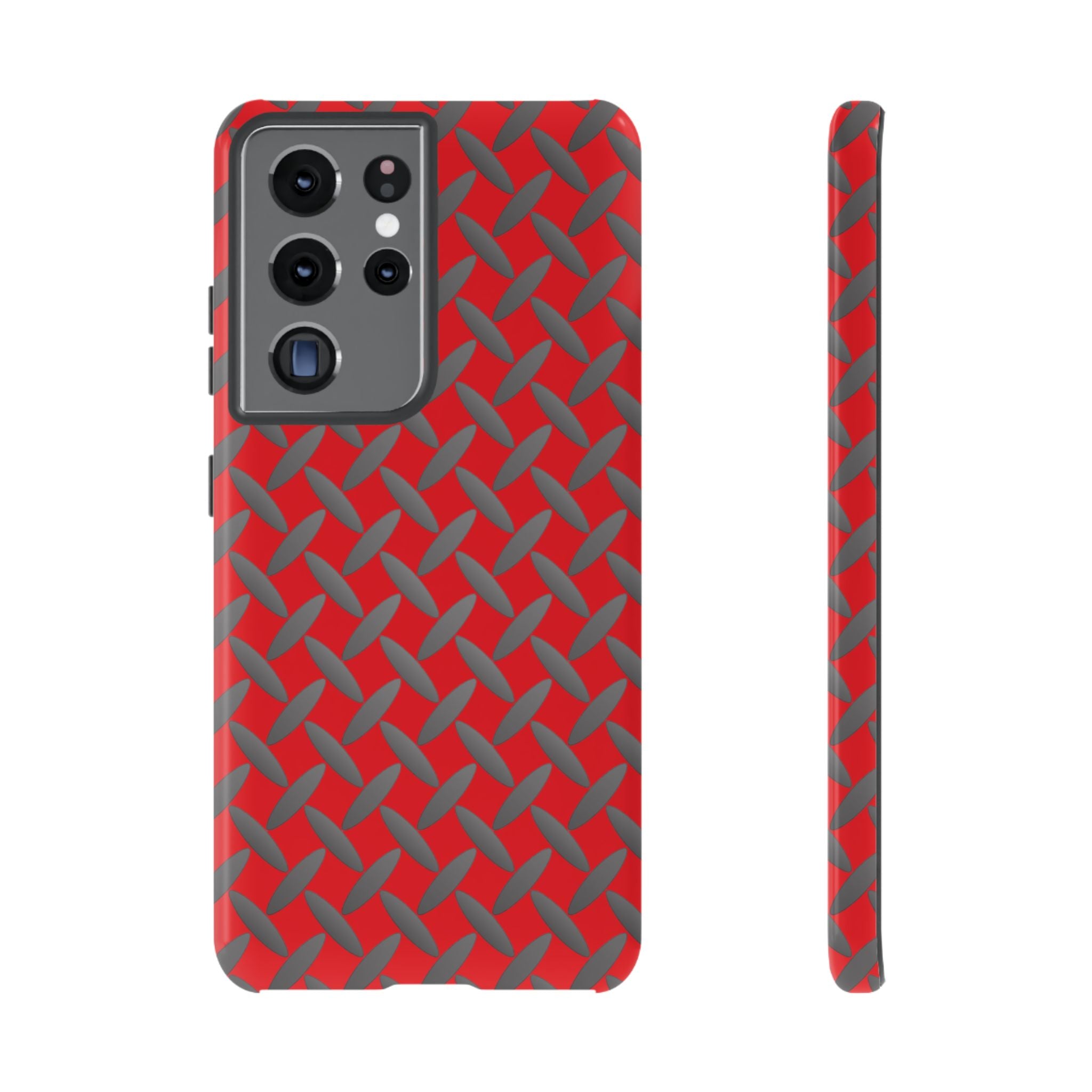 Durable Samsung Phone Case Red - Tough Cases with Stylish Diamond Plate Design