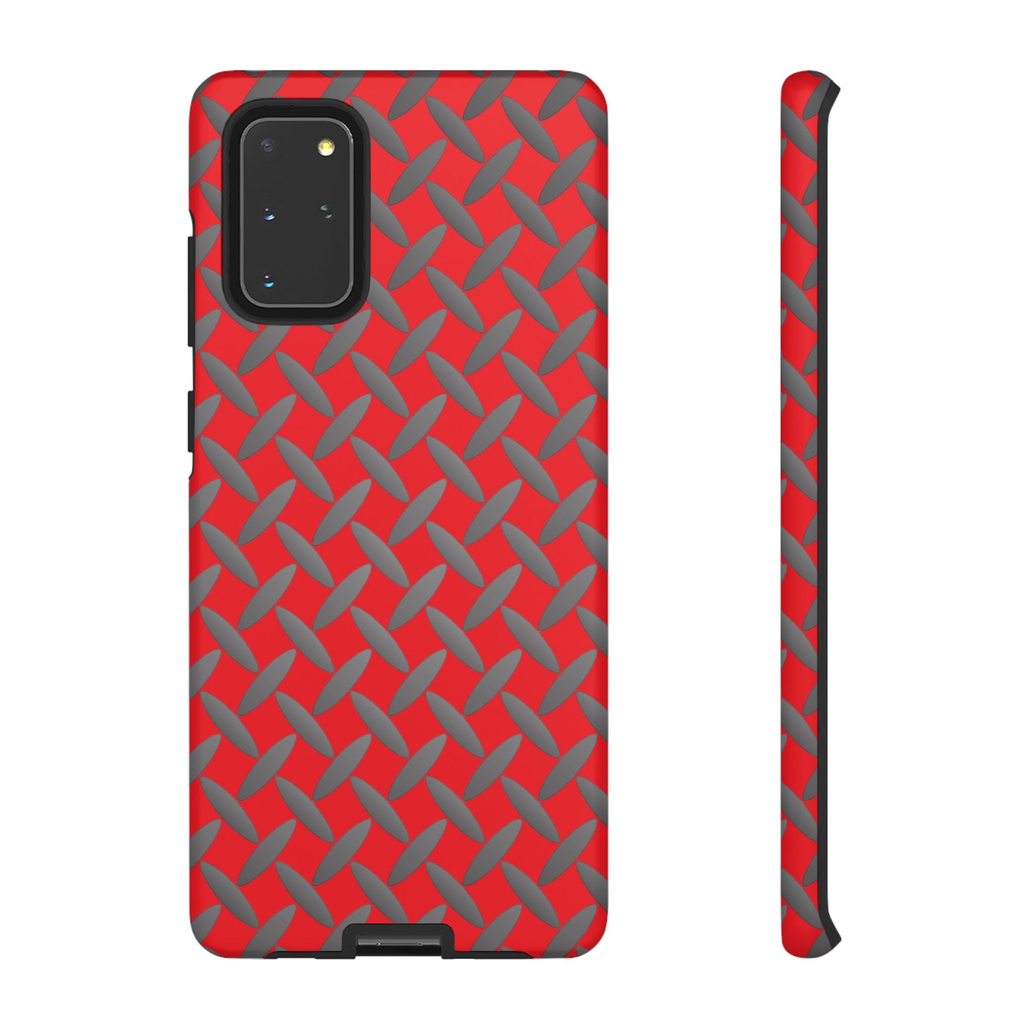 Durable Samsung Phone Case Red - Tough Cases with Stylish Diamond Plate Design