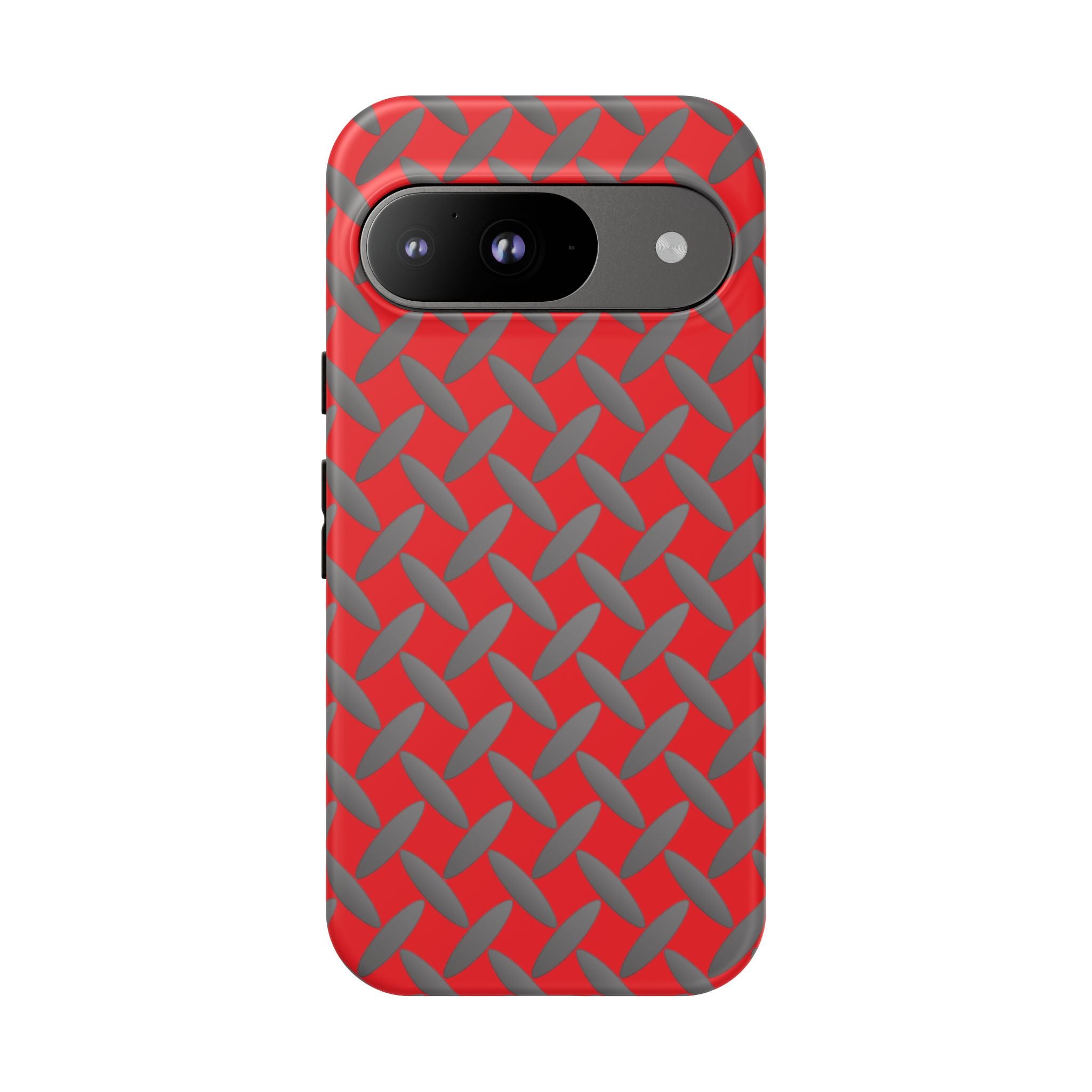 Durable Google Phones Phone Case Red - Tough Cases with Stylish Diamond Plate Design