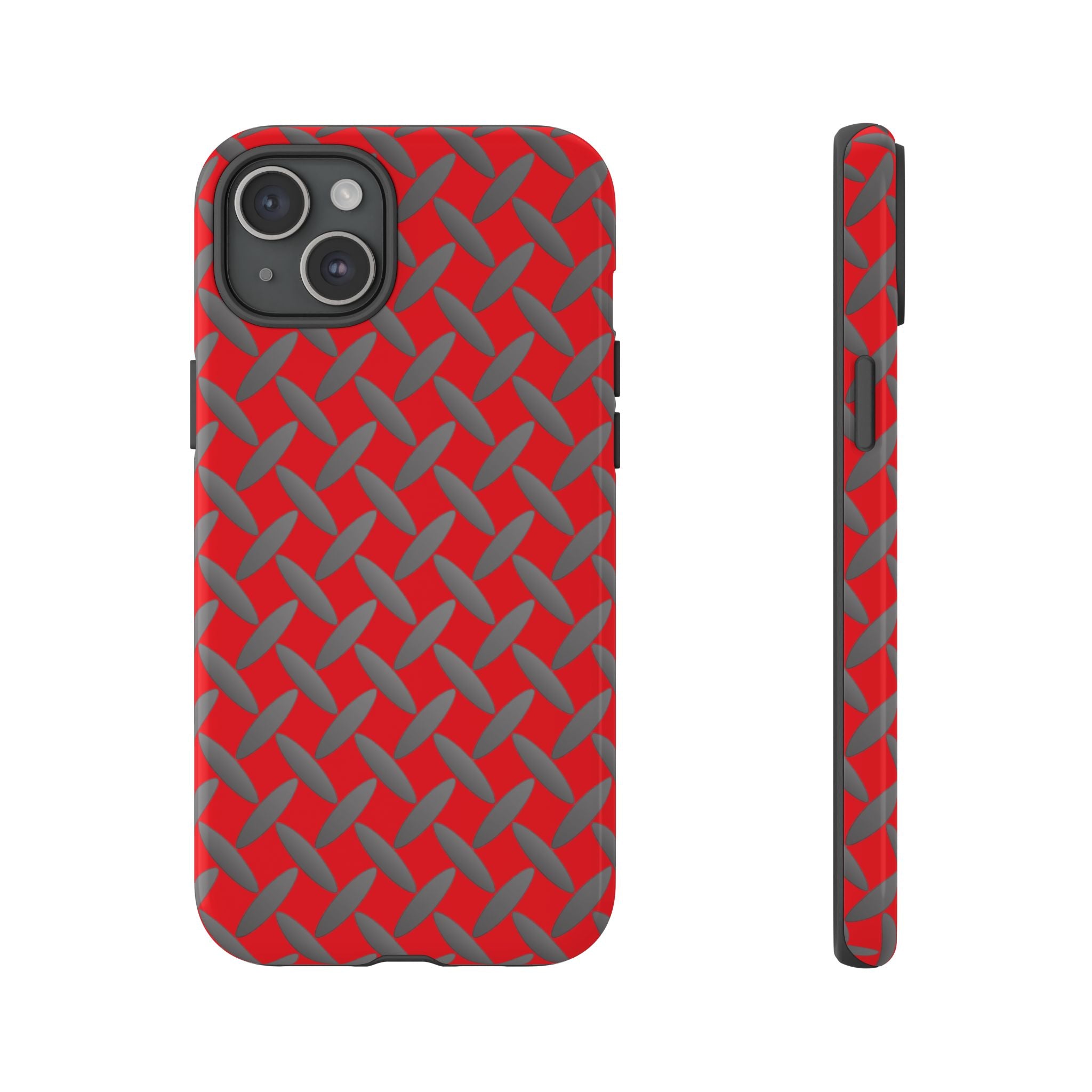 Durable Phone Case Red-iPhones Tough Cases with Stylish Diamond Plate Design