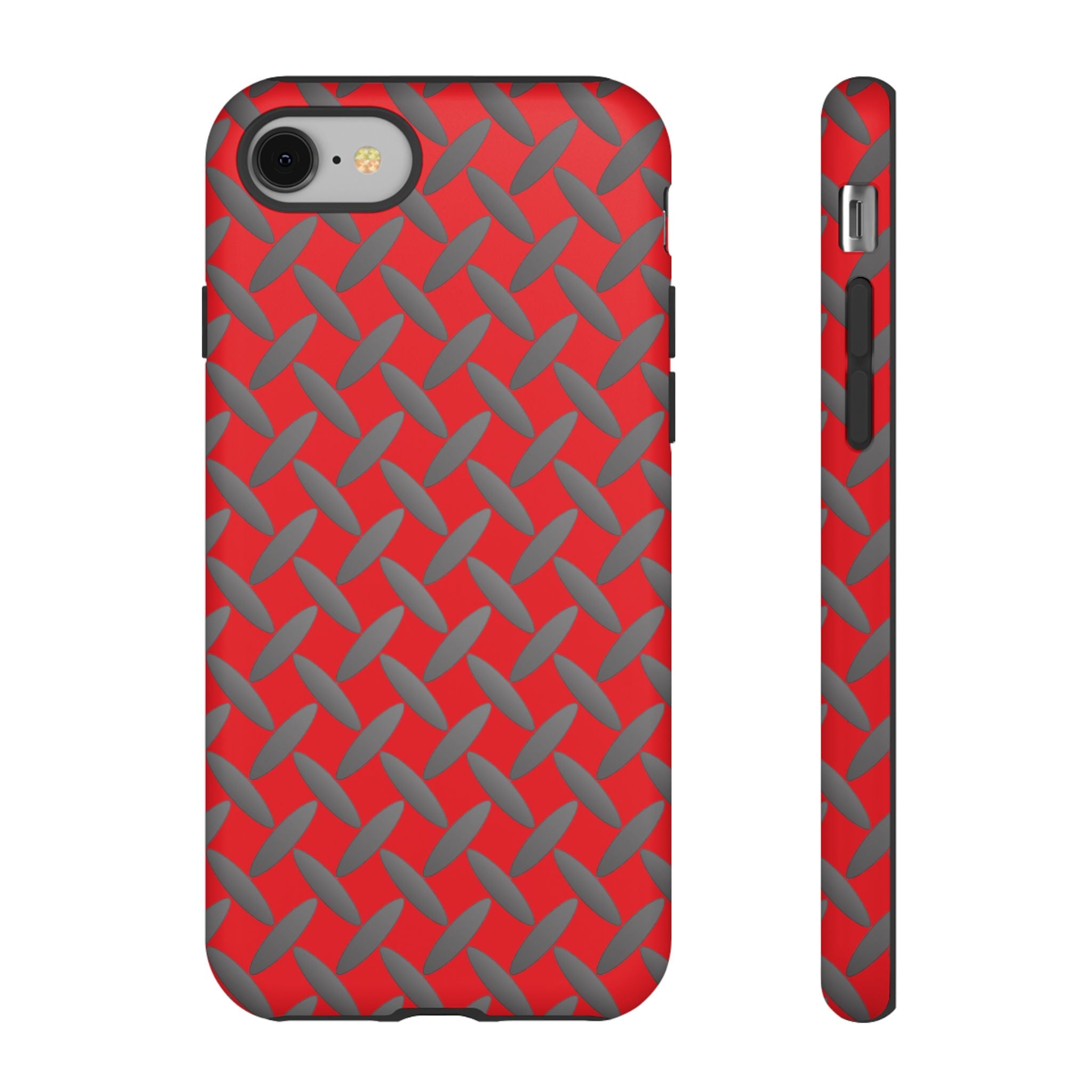 Durable Phone Case Red-iPhones Tough Cases with Stylish Diamond Plate Design